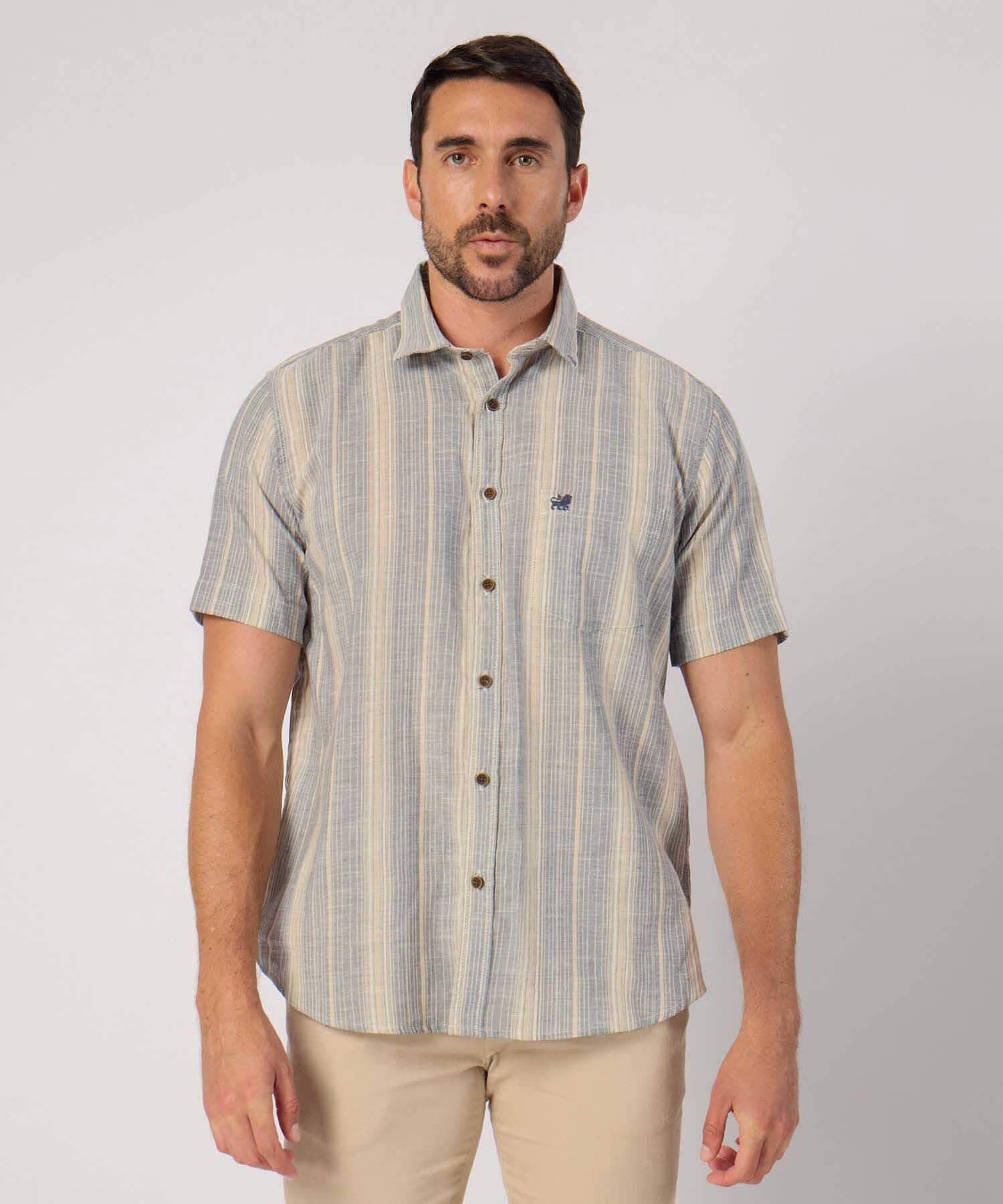Camisa Río Edición Lino azul marino para hombre, vista principal
