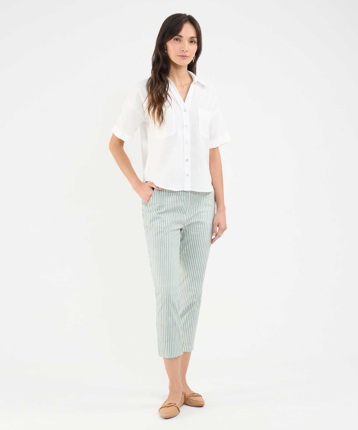 Camisa Celeste Ligero azul cielo para mujer, vista 2