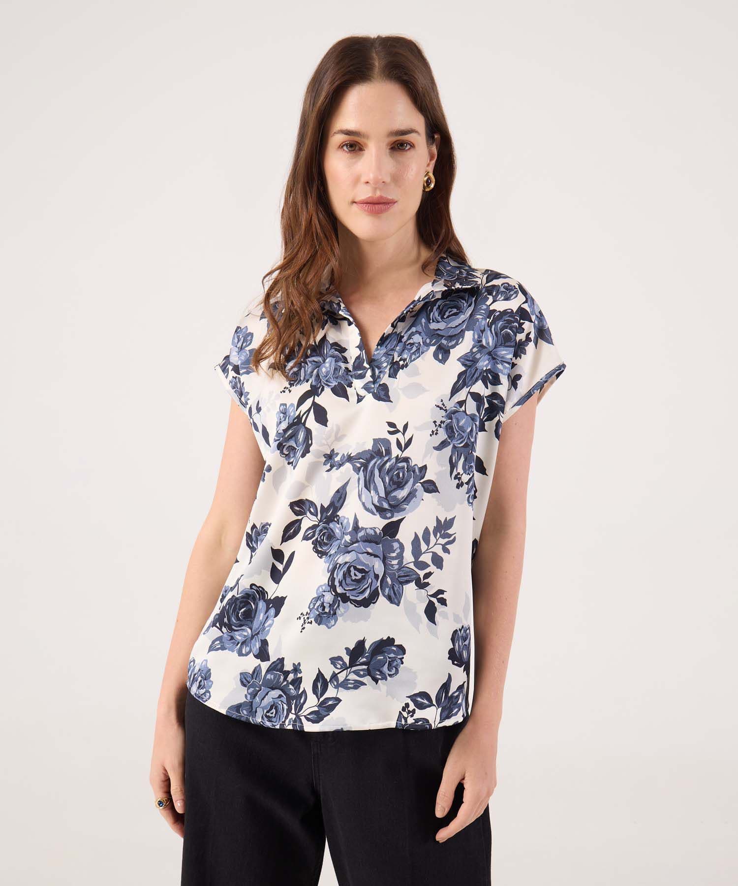 Blusa Selva de Día azul marino para mujer, vista principal