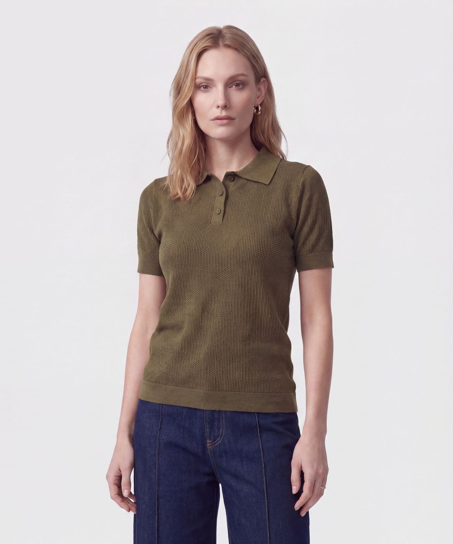Polo Encanto Fluido verde oliva para mujer, vista principal