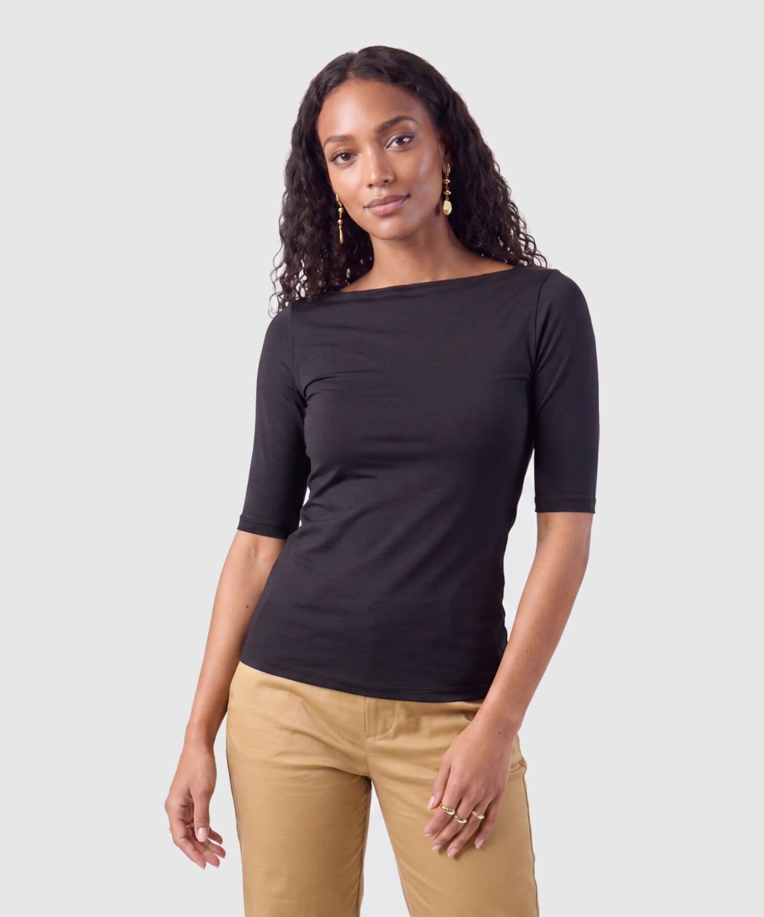 Camiseta Laguna Minimalista negro para mujer, vista principal