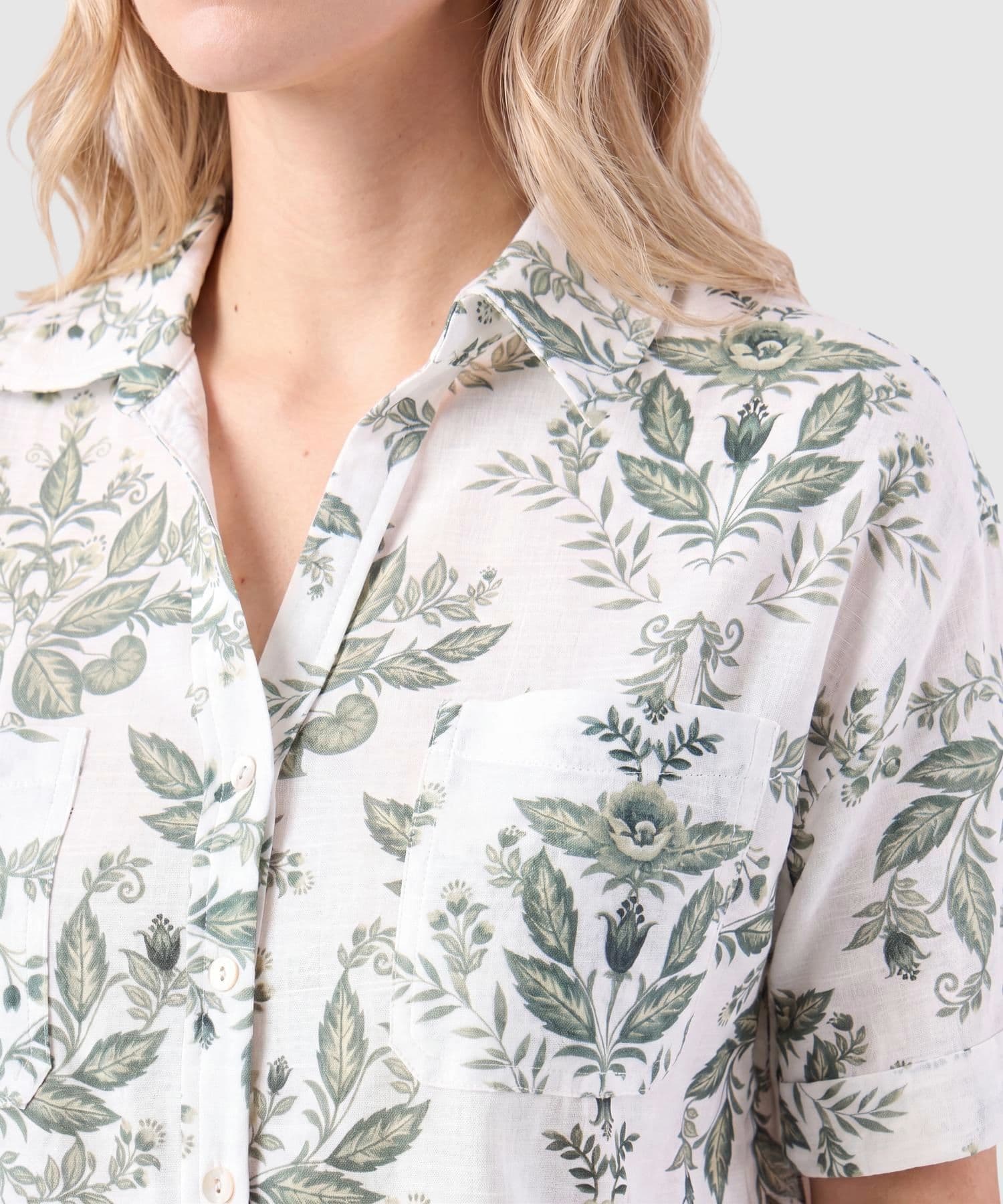 Camisa Laguna Sastre verde oliva para mujer, vista 3