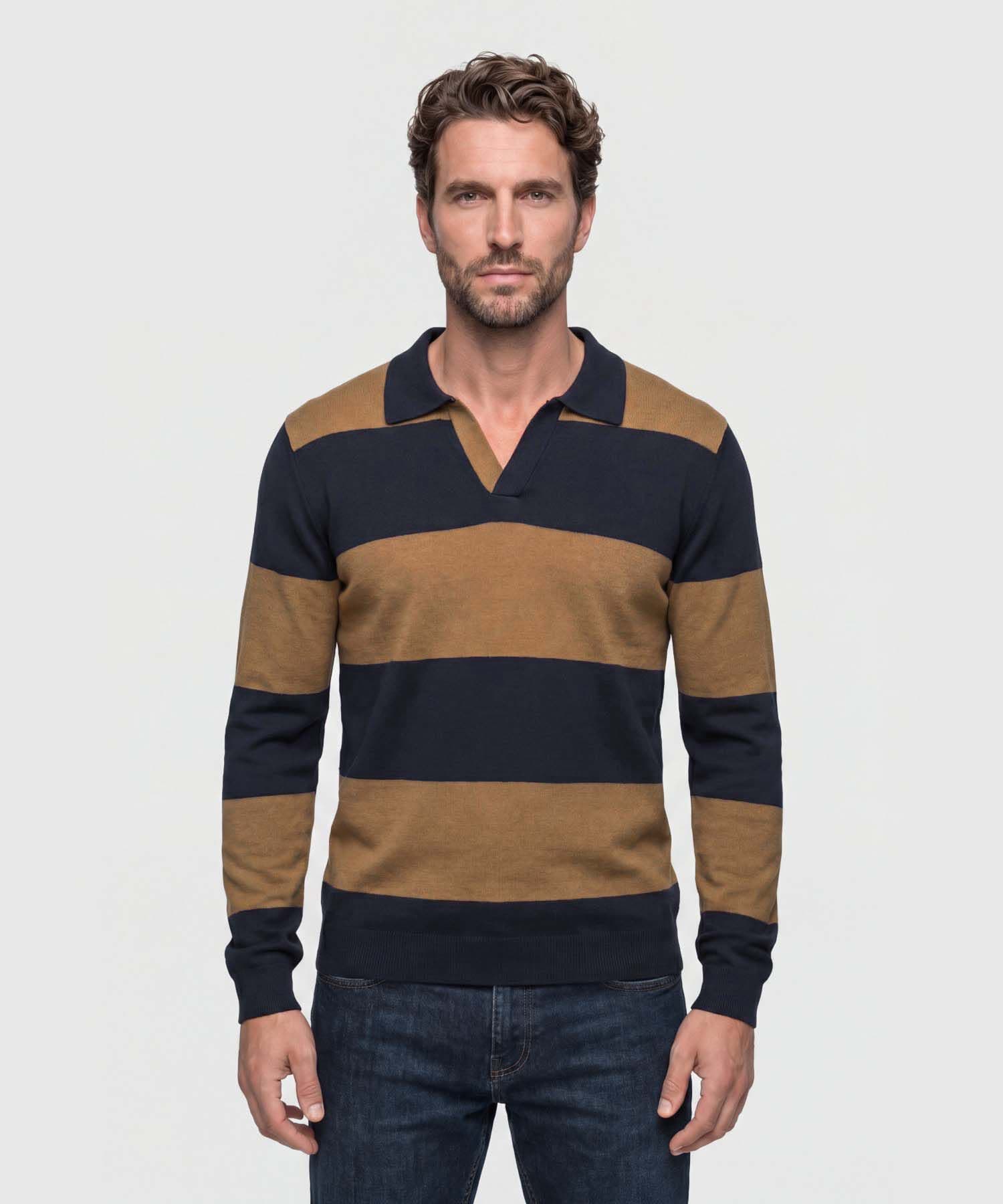 Polo Julieta Edición Lino azul marino para hombre, vista 3