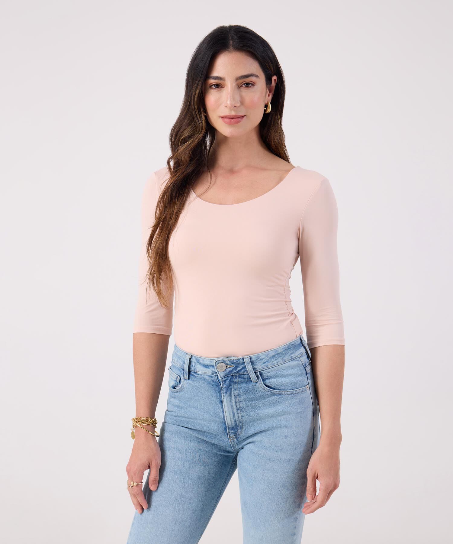 Camiseta Emilia Suave rosa empolvado para mujer, vista principal
