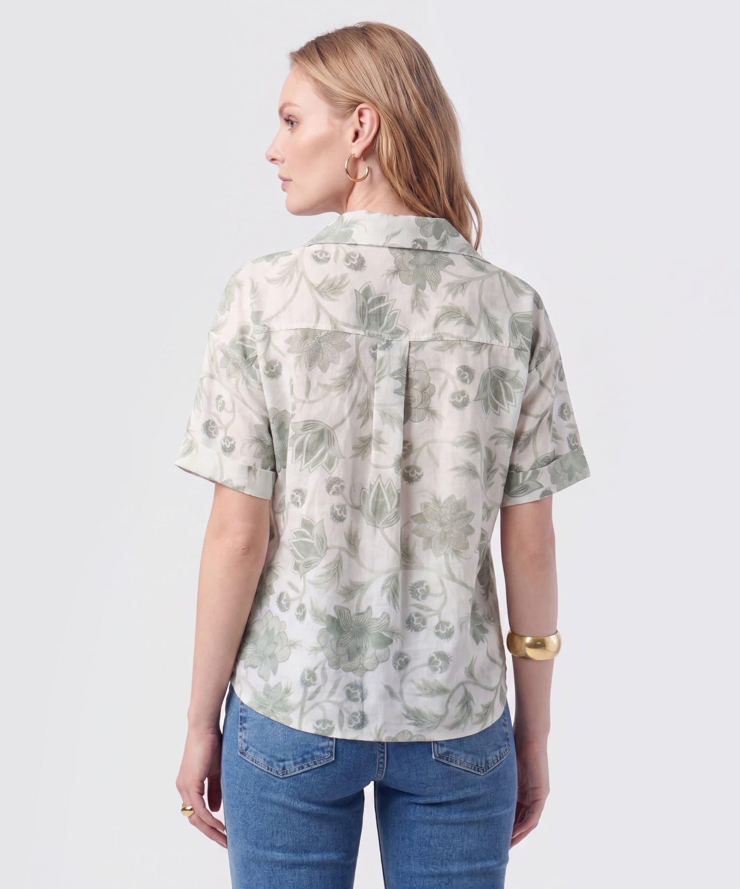 Camisa Andina Contemporáneo verde oliva para mujer, vista 4