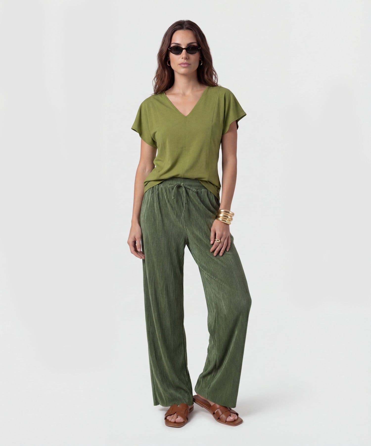 Pantalón Celeste Edición Índigo verde oliva para mujer, vista 2