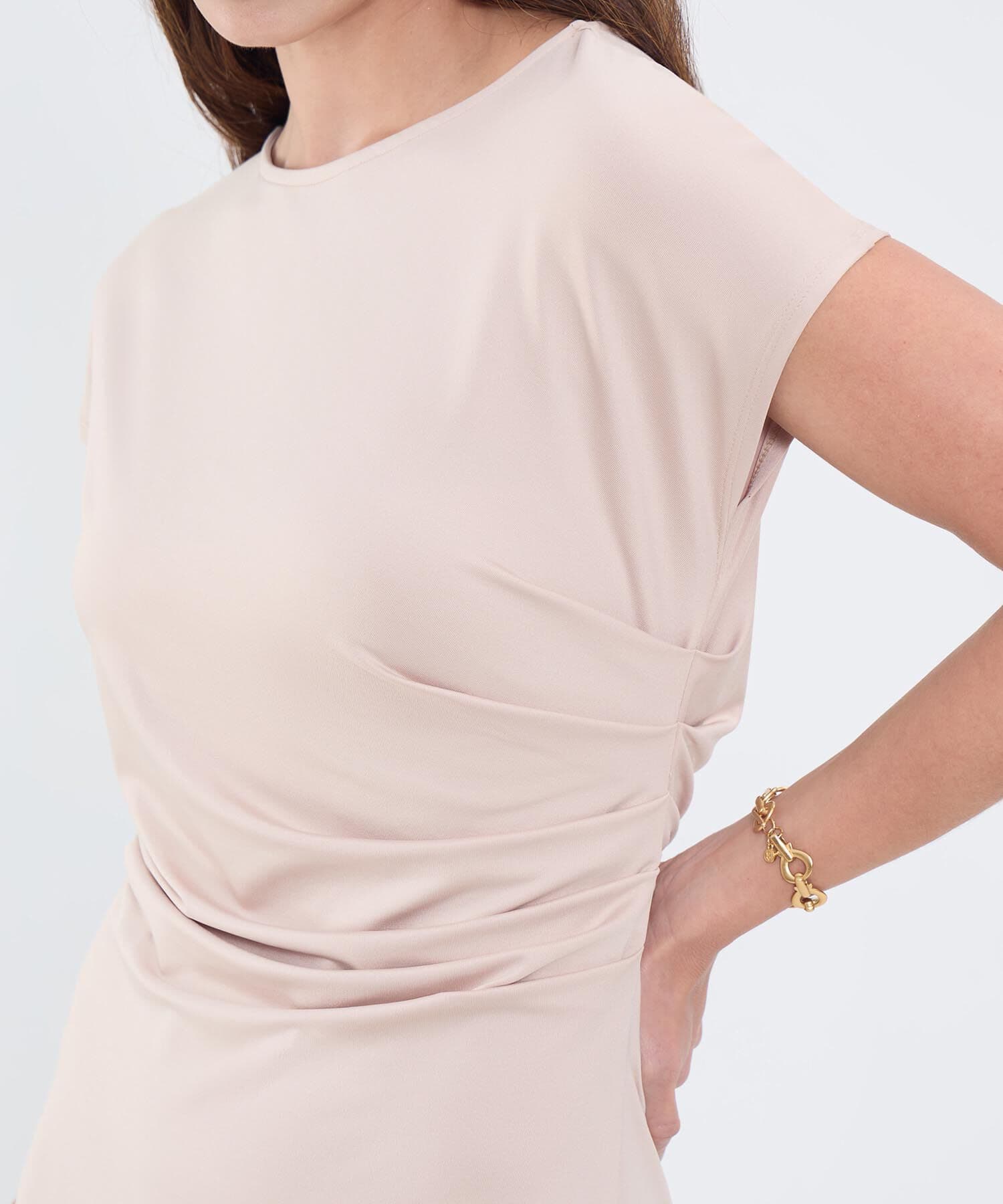 Vestido Cauce Minimalista arena para mujer, vista 3