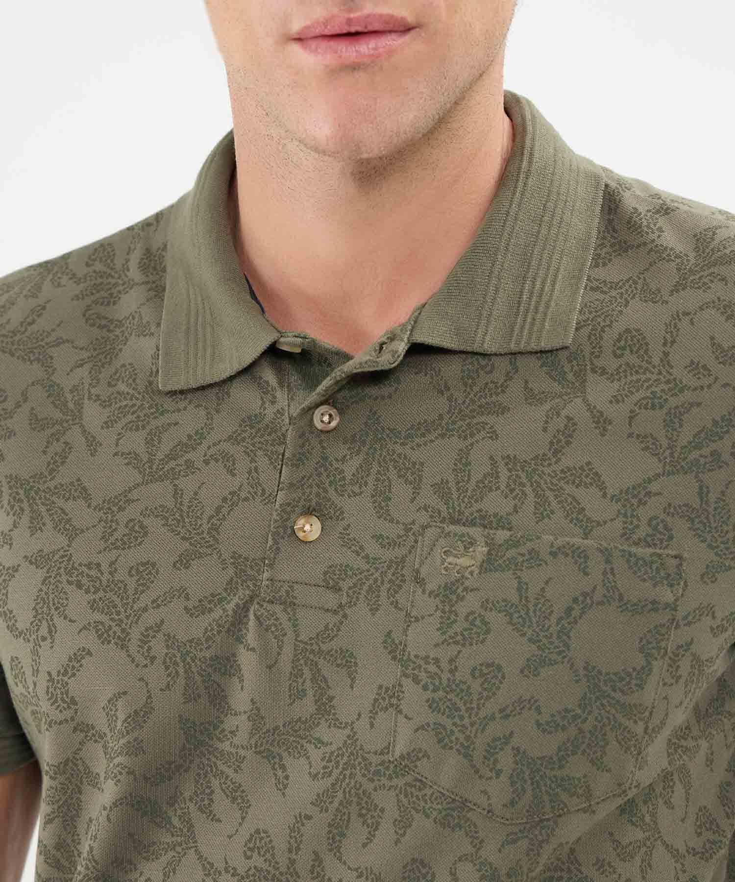 Polo Coral Relajado verde oliva para hombre, vista 3
