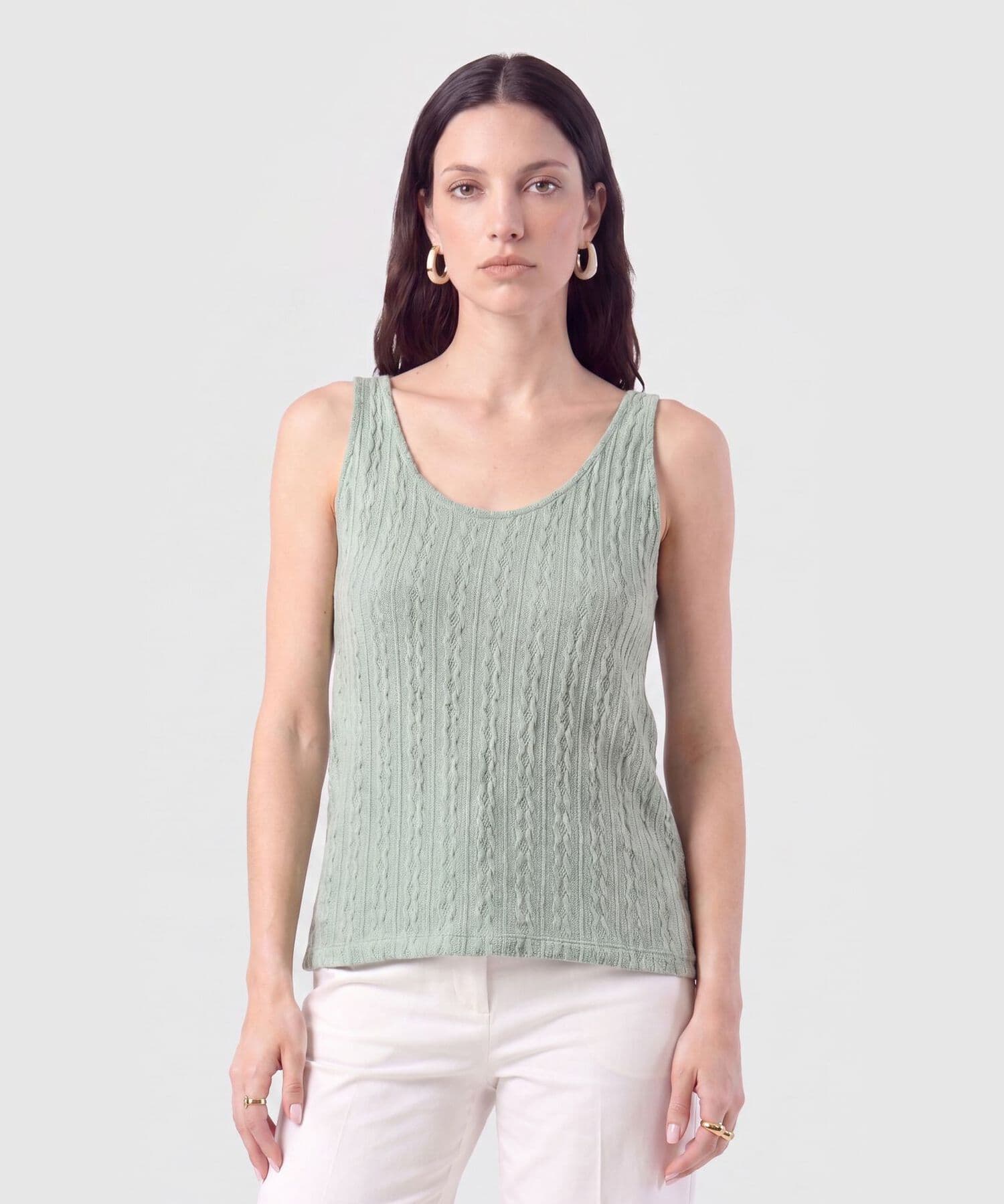 Camiseta Aura Fluido verde oliva para mujer, vista principal