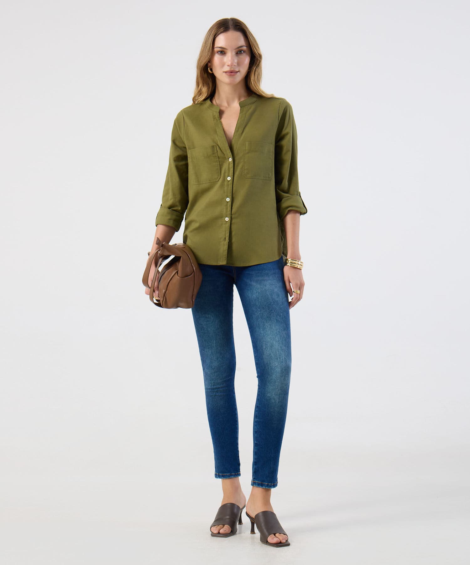 Blusa Valentina de Noche verde oliva para mujer, vista 2