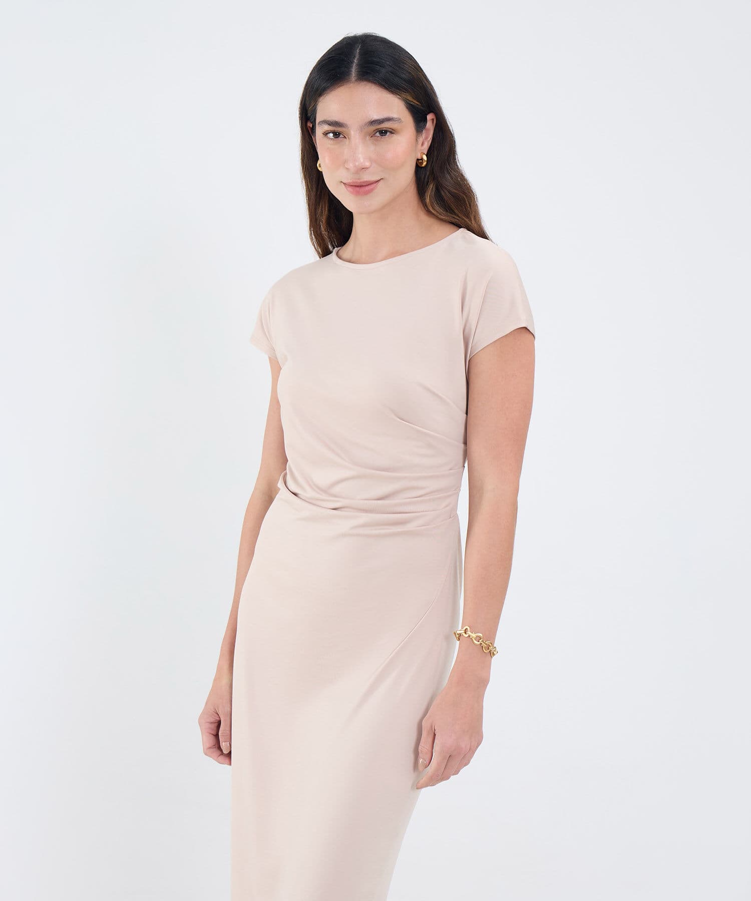 Vestido Cauce Minimalista arena para mujer, vista 2