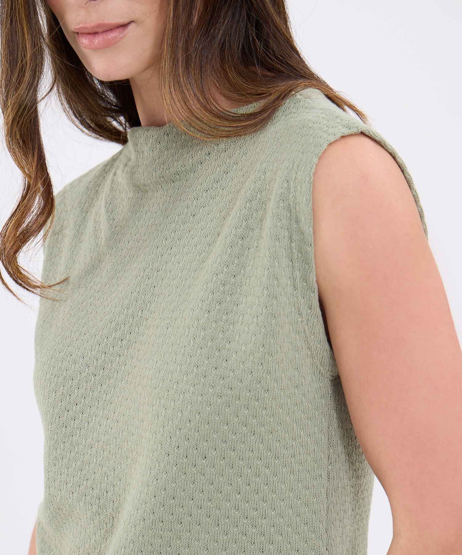 Camiseta Valle Edición Lino verde oliva para mujer, vista 3
