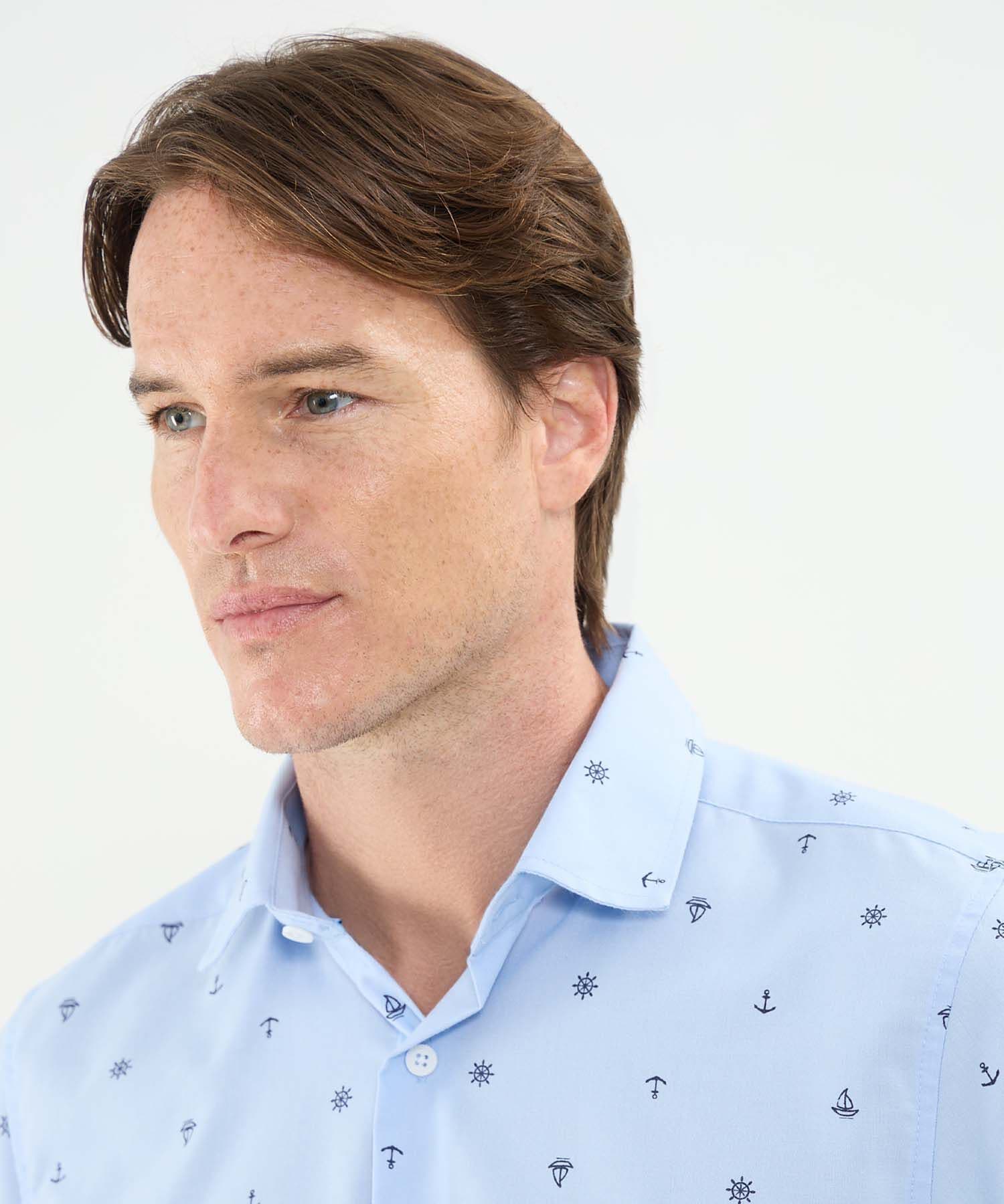 Camisa Horizonte Contemporáneo azul marino para hombre, vista 3