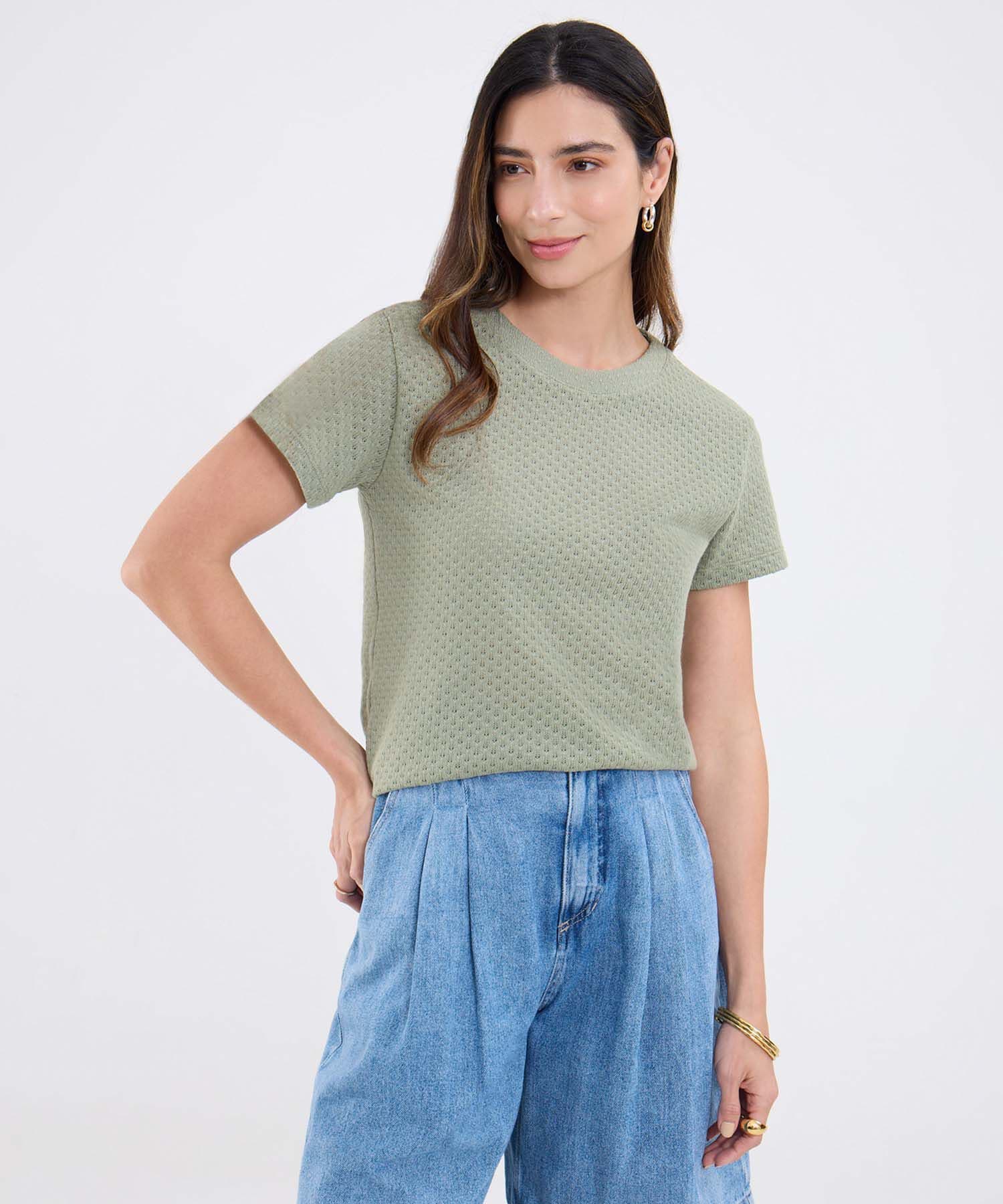 Camiseta Lumbre Fluido verde oliva para mujer, vista principal