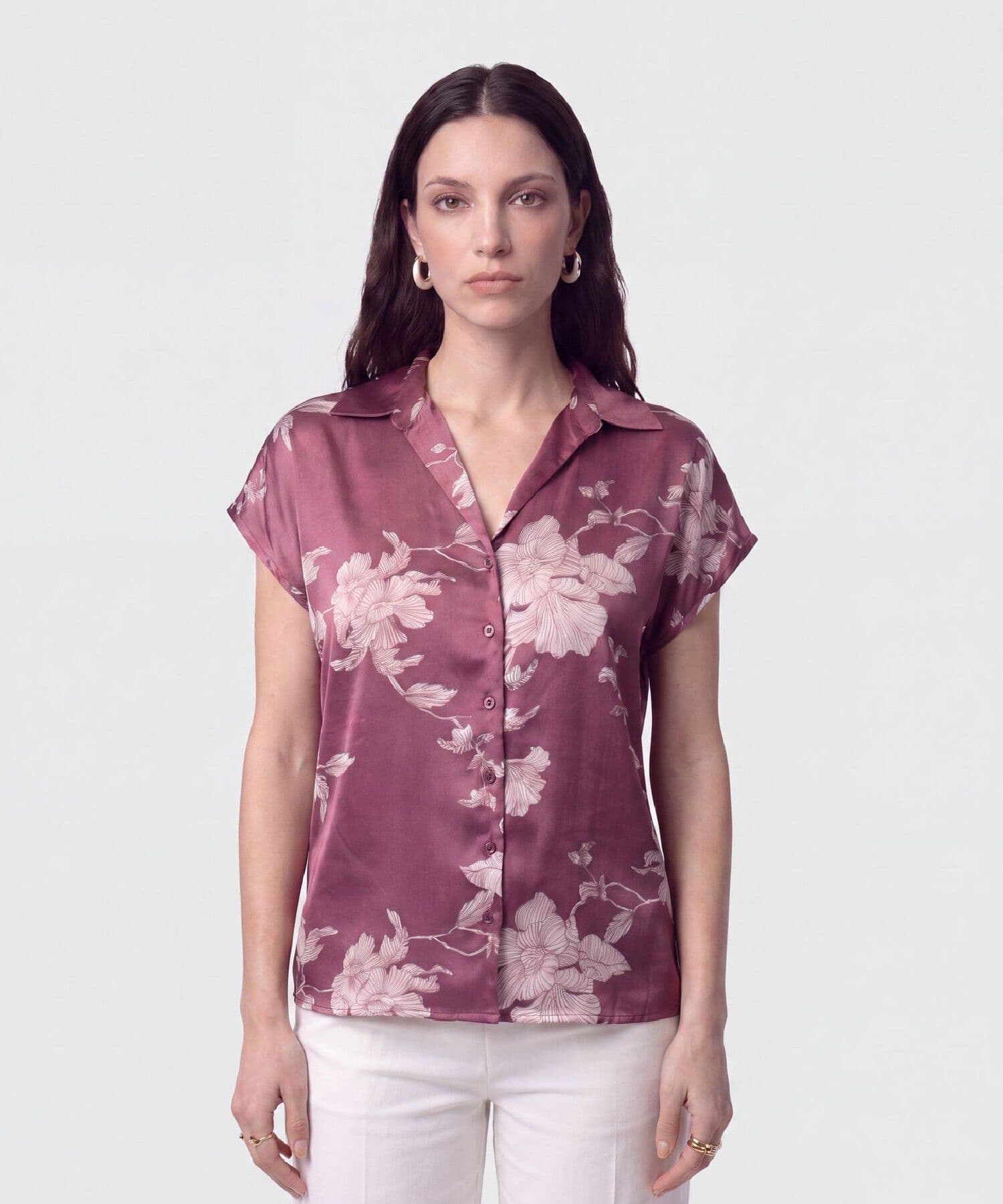 Camisa Jacaranda Fluido café para mujer, vista principal