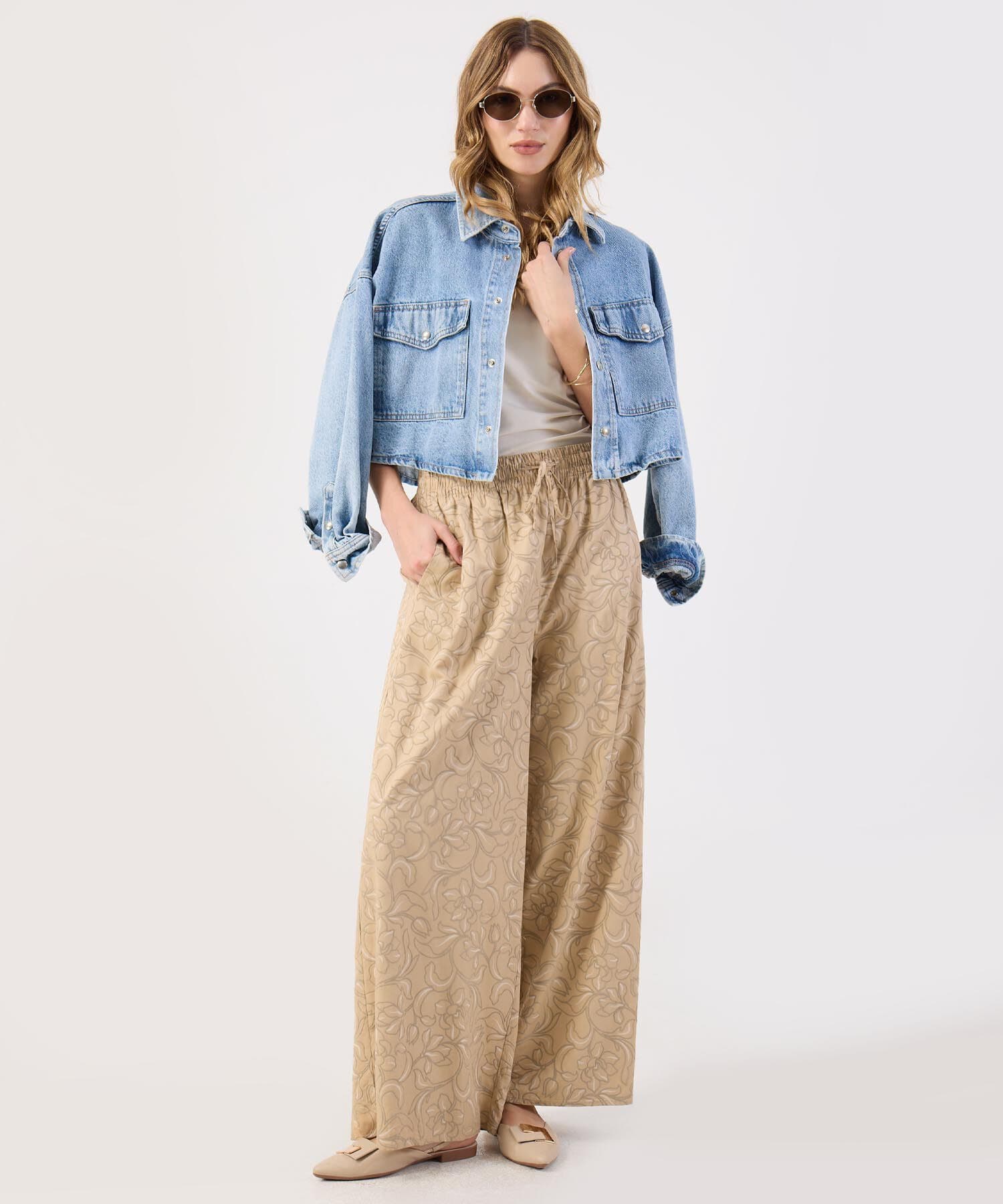 Pantalón Río Clásico arena para mujer, vista 2