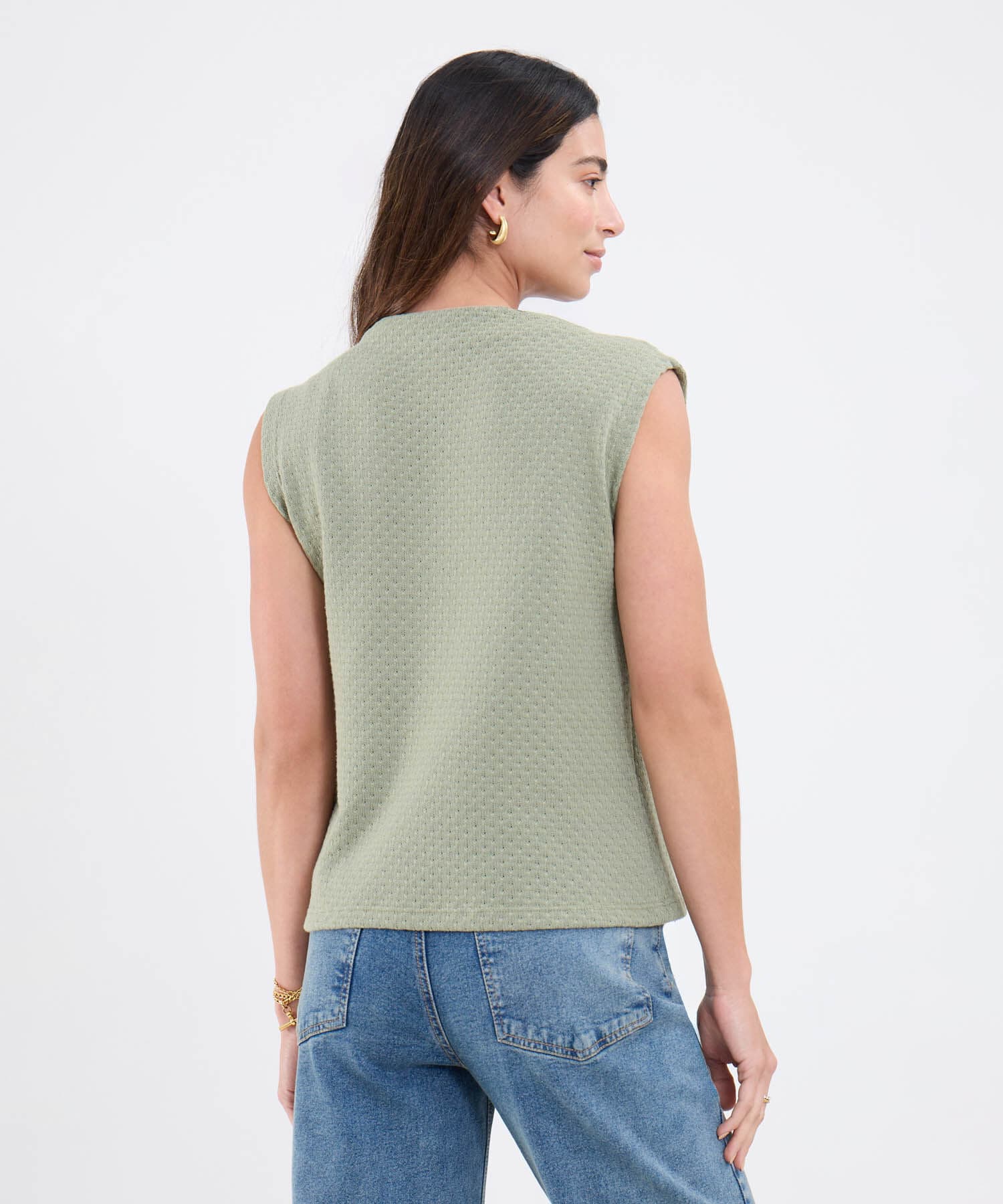 Camiseta Valle Edición Lino verde oliva para mujer, vista 4