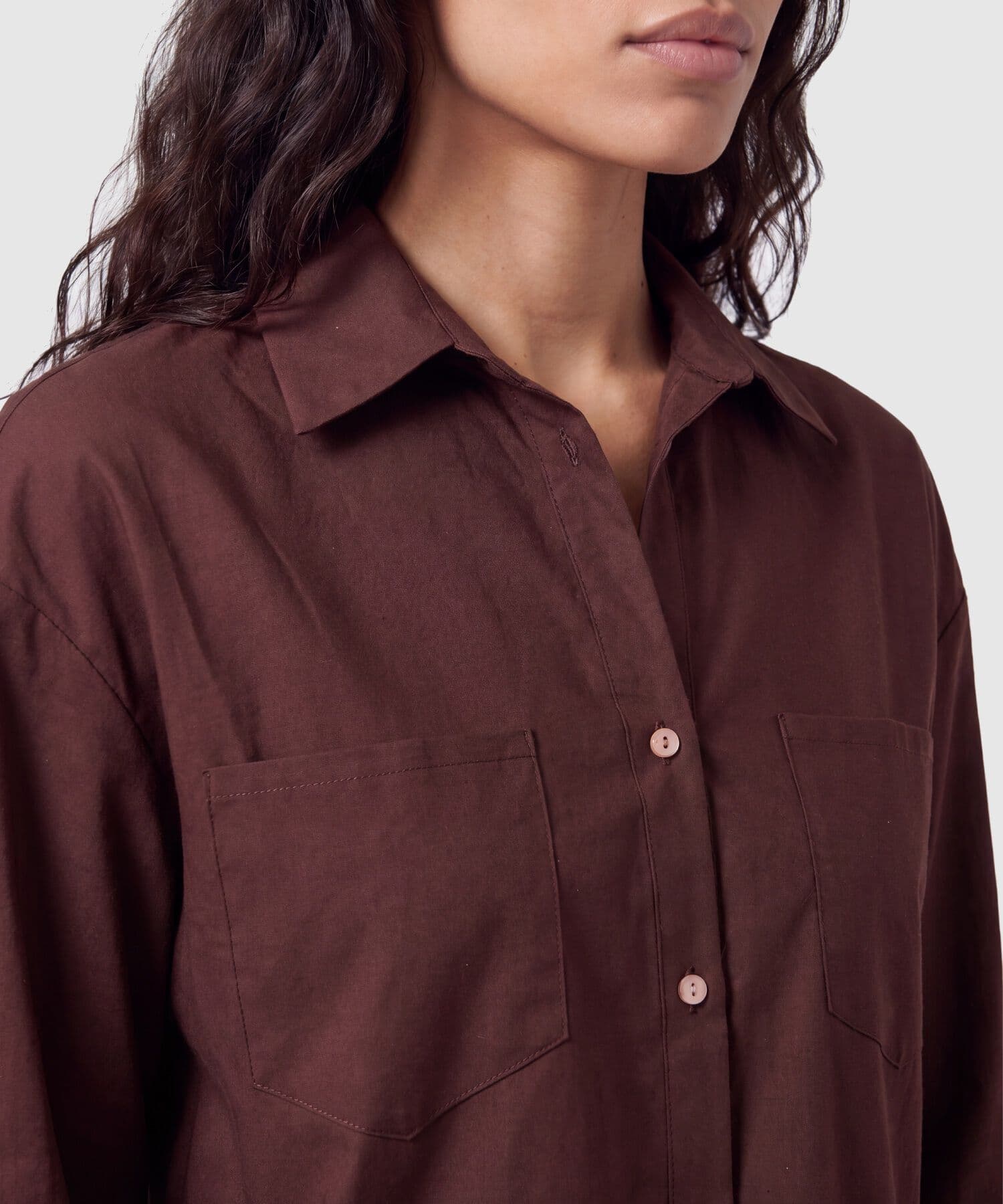 Camisa Dorada Relajado café para mujer, vista 3
