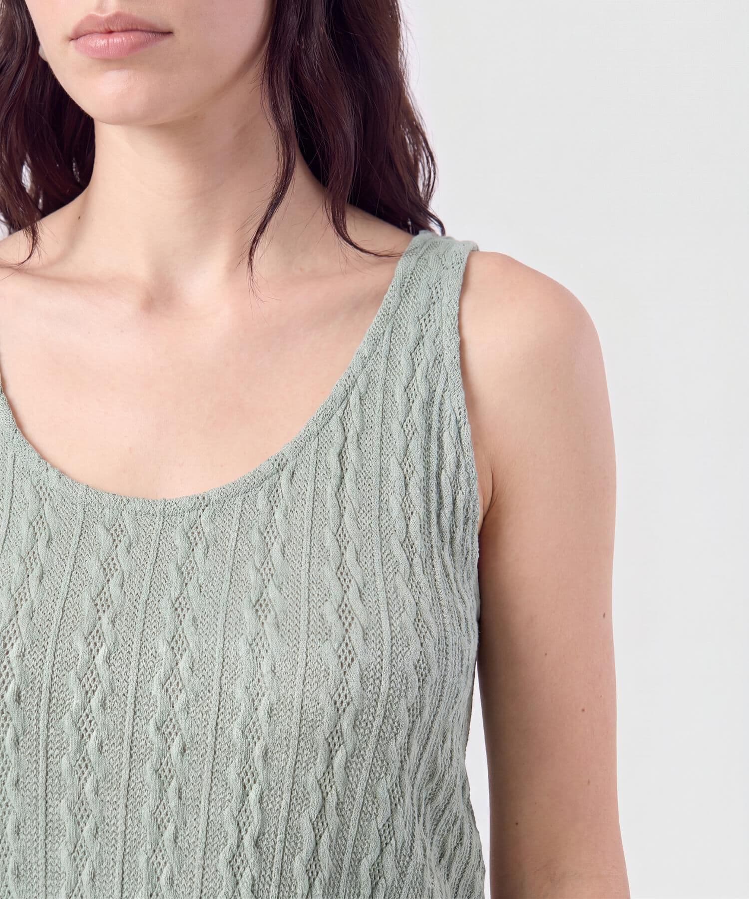 Camiseta Bahía Texturizado verde oliva para mujer, vista 3