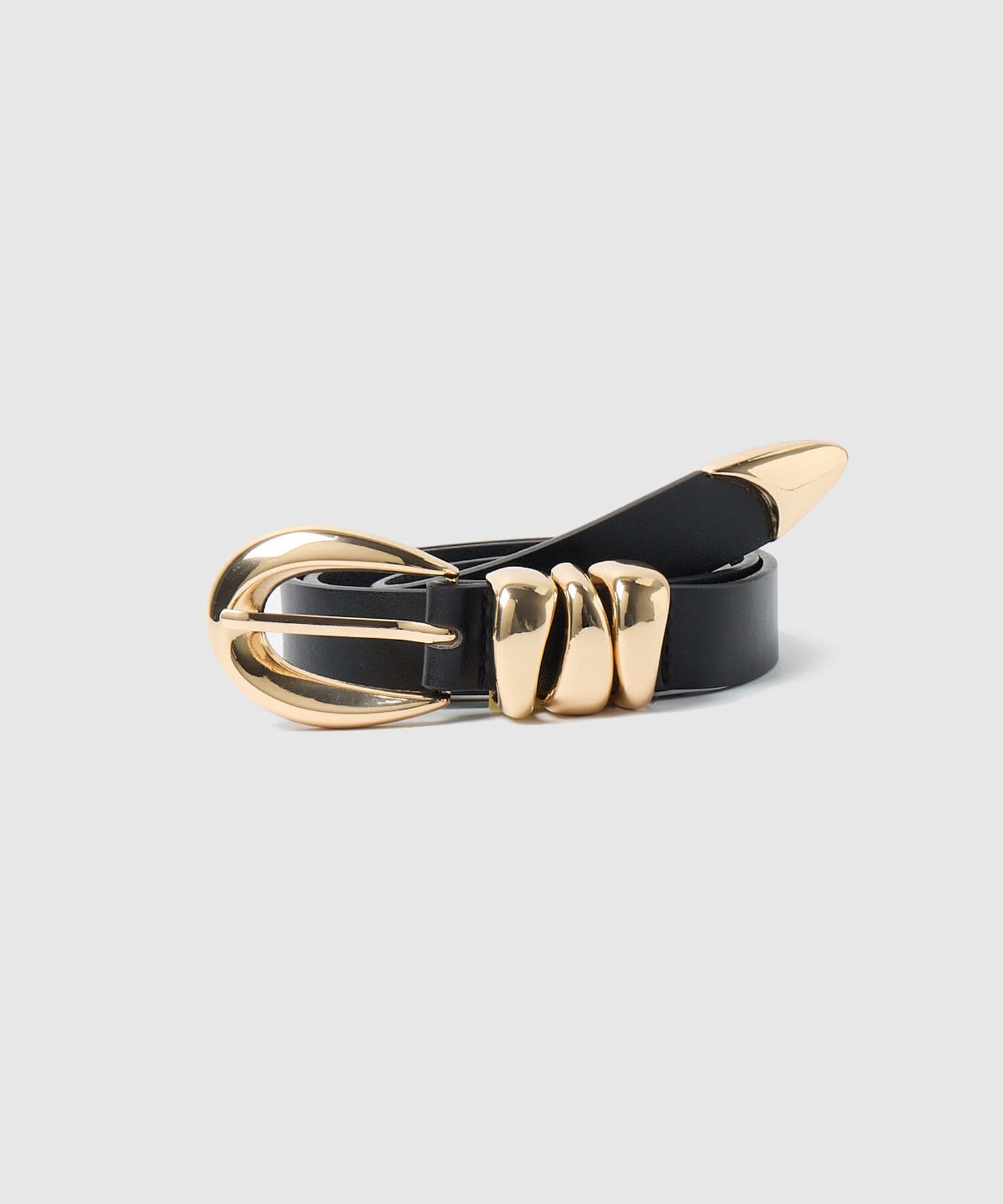 Cinturón Marfil Fluido negro para mujer, vista 3