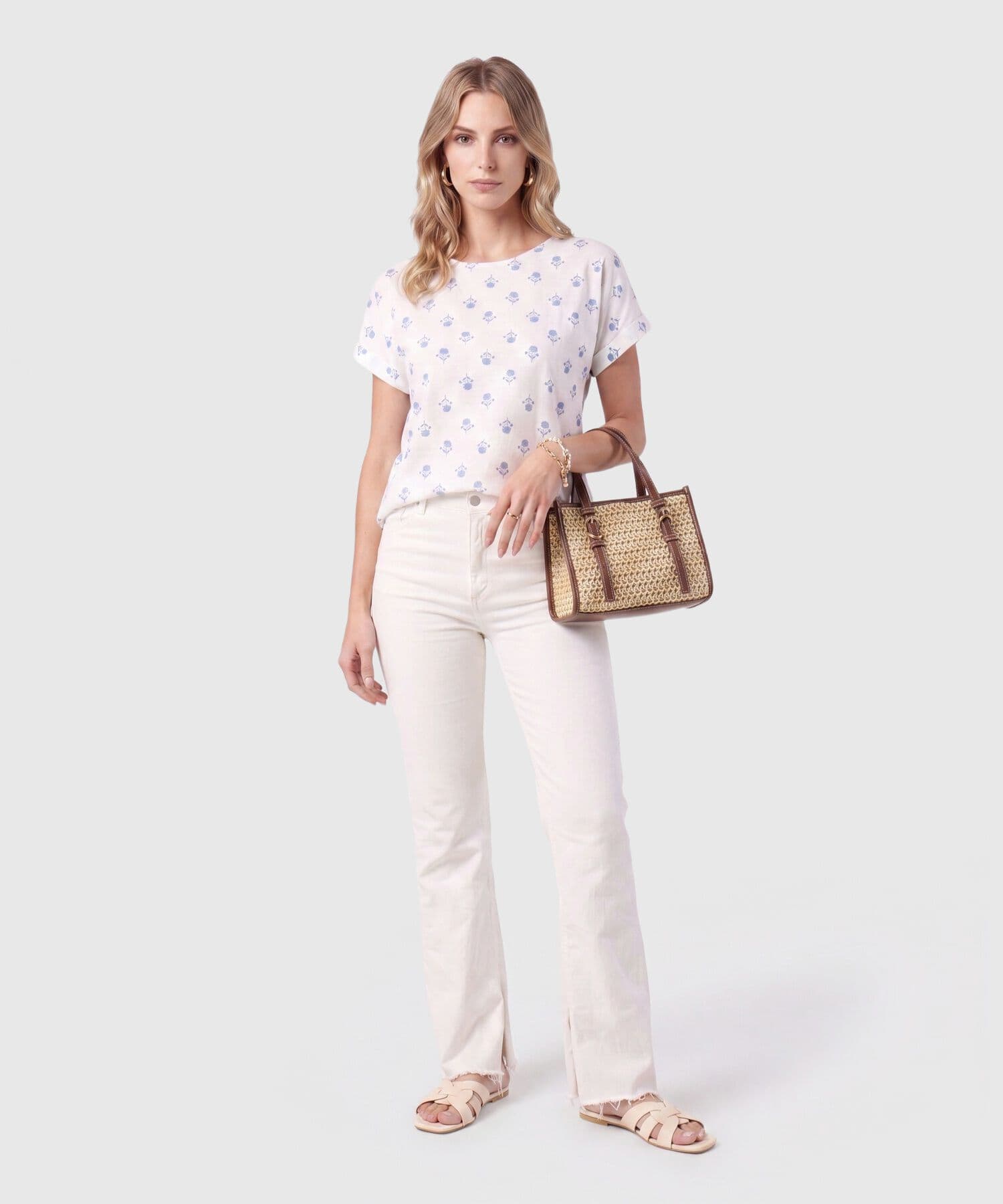 Blusa Tierra Contemporáneo blanco para mujer, vista 2