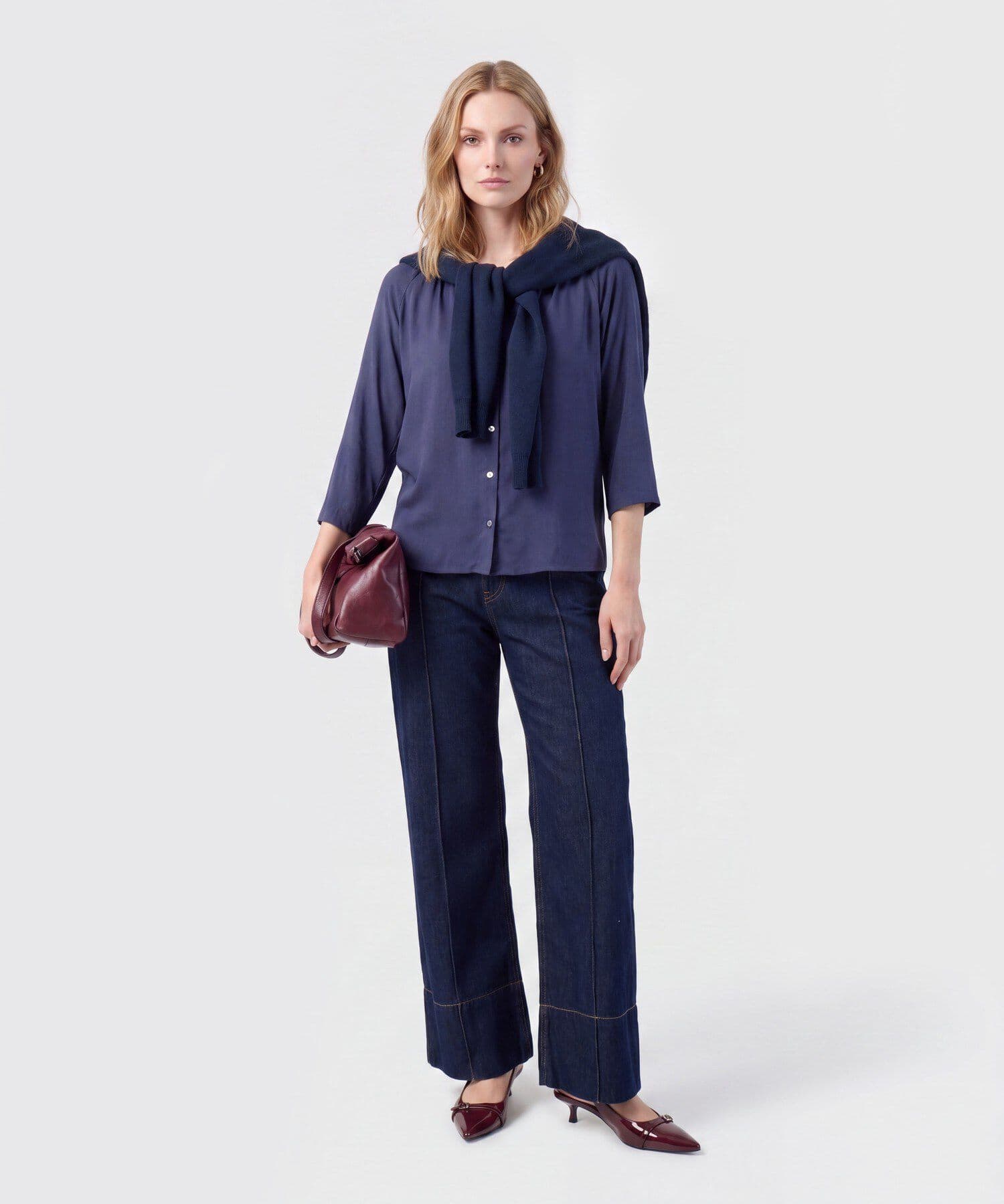 Blusa Valle Clásico azul marino para mujer, vista 2