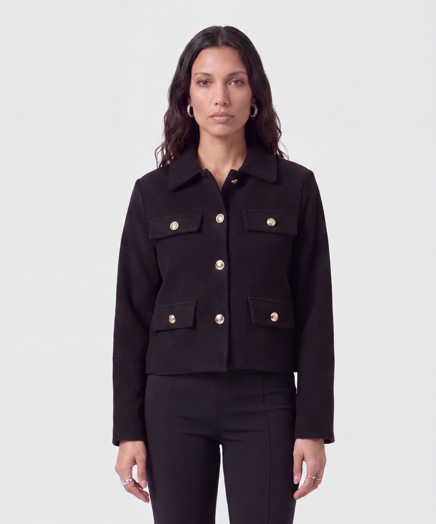 Chaqueta Marfil Fluido negro para mujer, vista principal