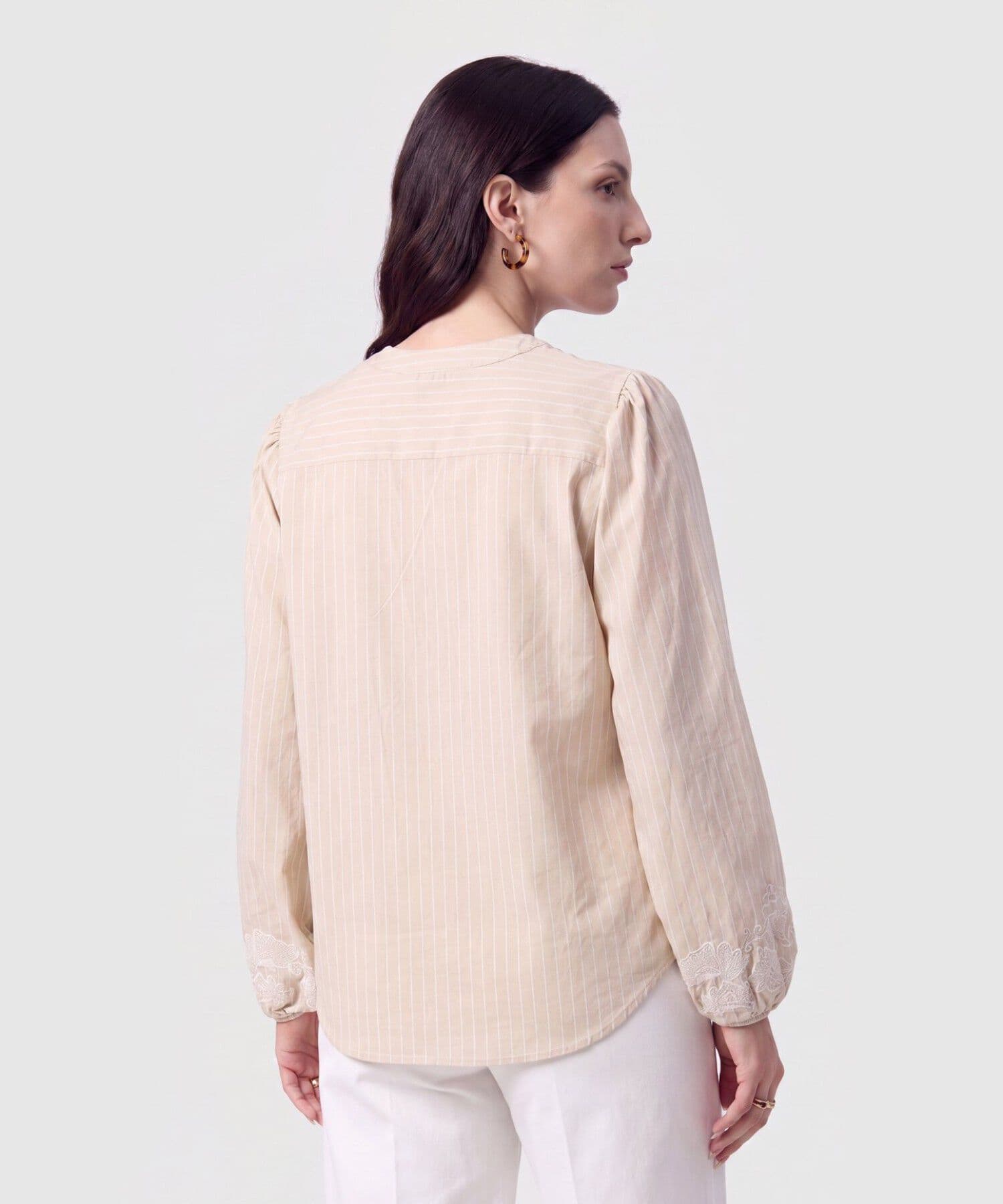 Blusa Tierra Sastre arena para mujer, vista 4