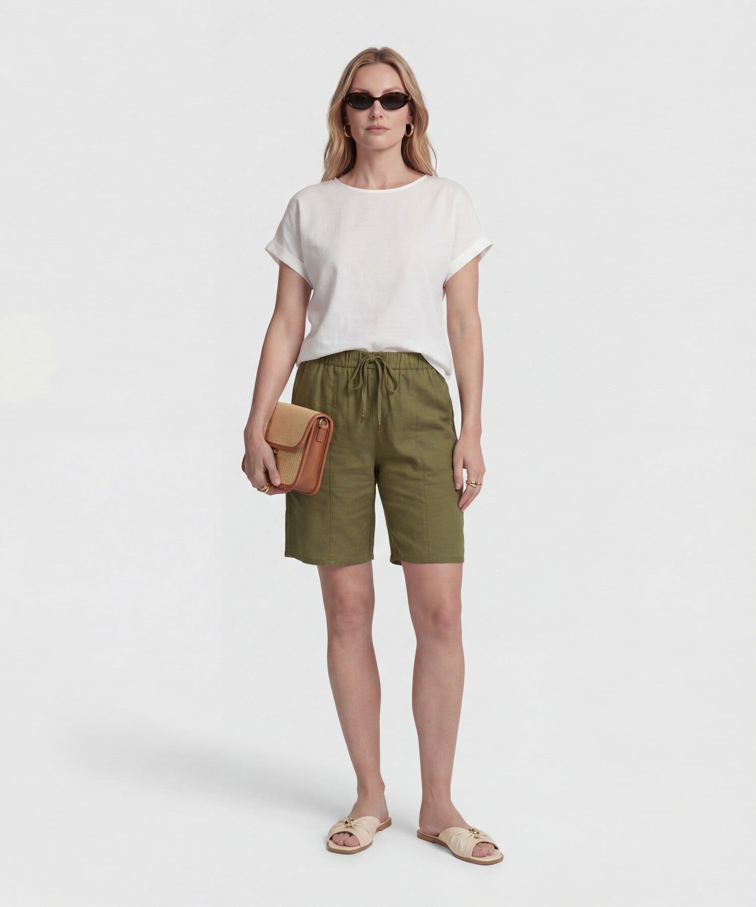 Bermuda Flora Contemporáneo verde oliva para mujer, vista 2