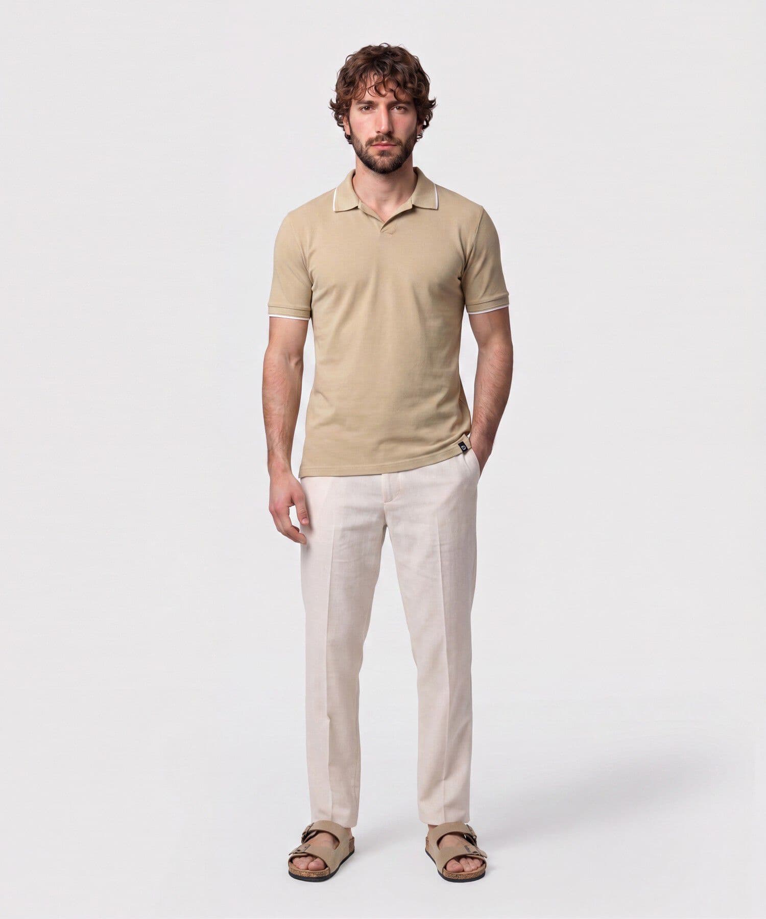 Polo Andina Relajado arena para hombre, vista 2