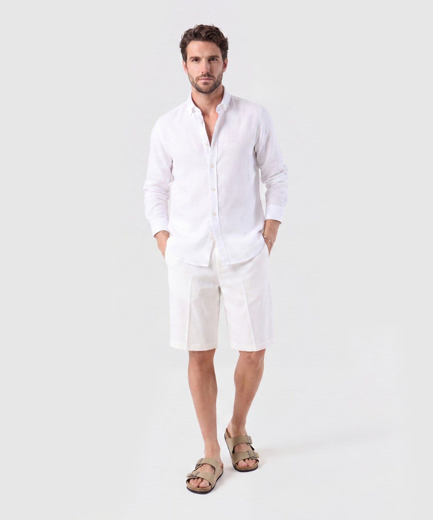 Camisa Orquídea Edición Lino blanco para hombre, vista 2