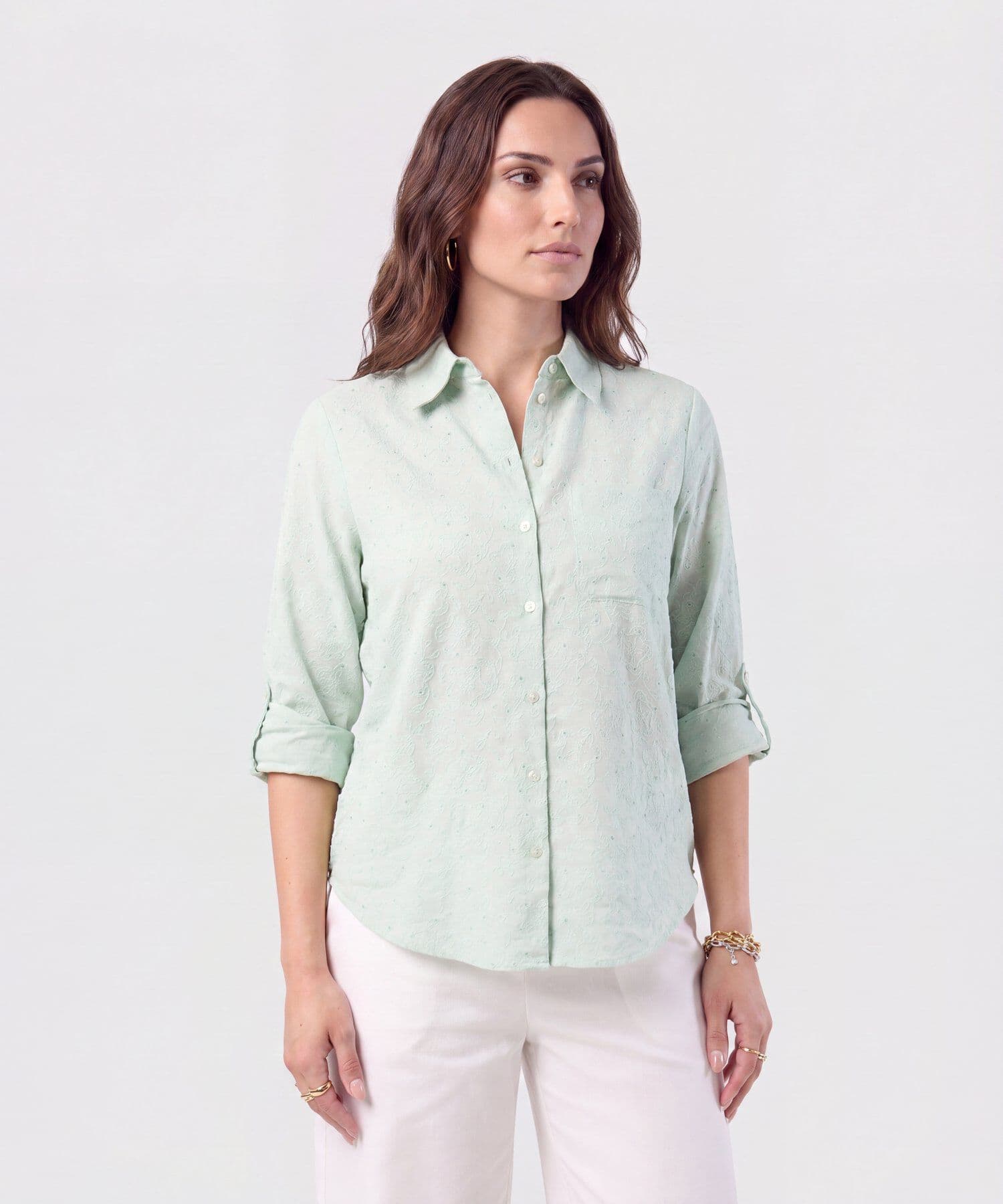Camisa Sierra Fluido verde oliva para mujer, vista principal