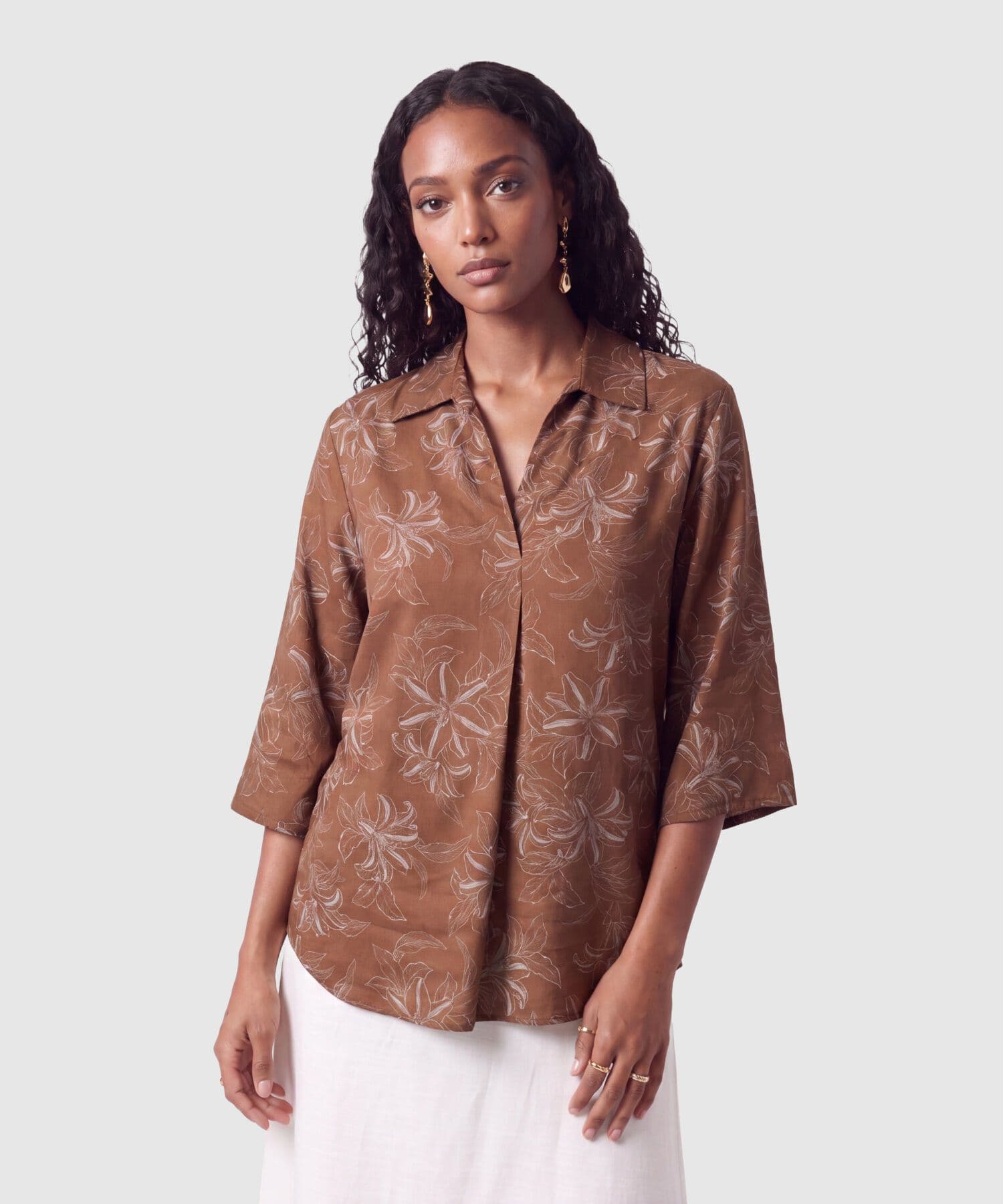 Blusa Laguna Contemporáneo café para mujer, vista principal