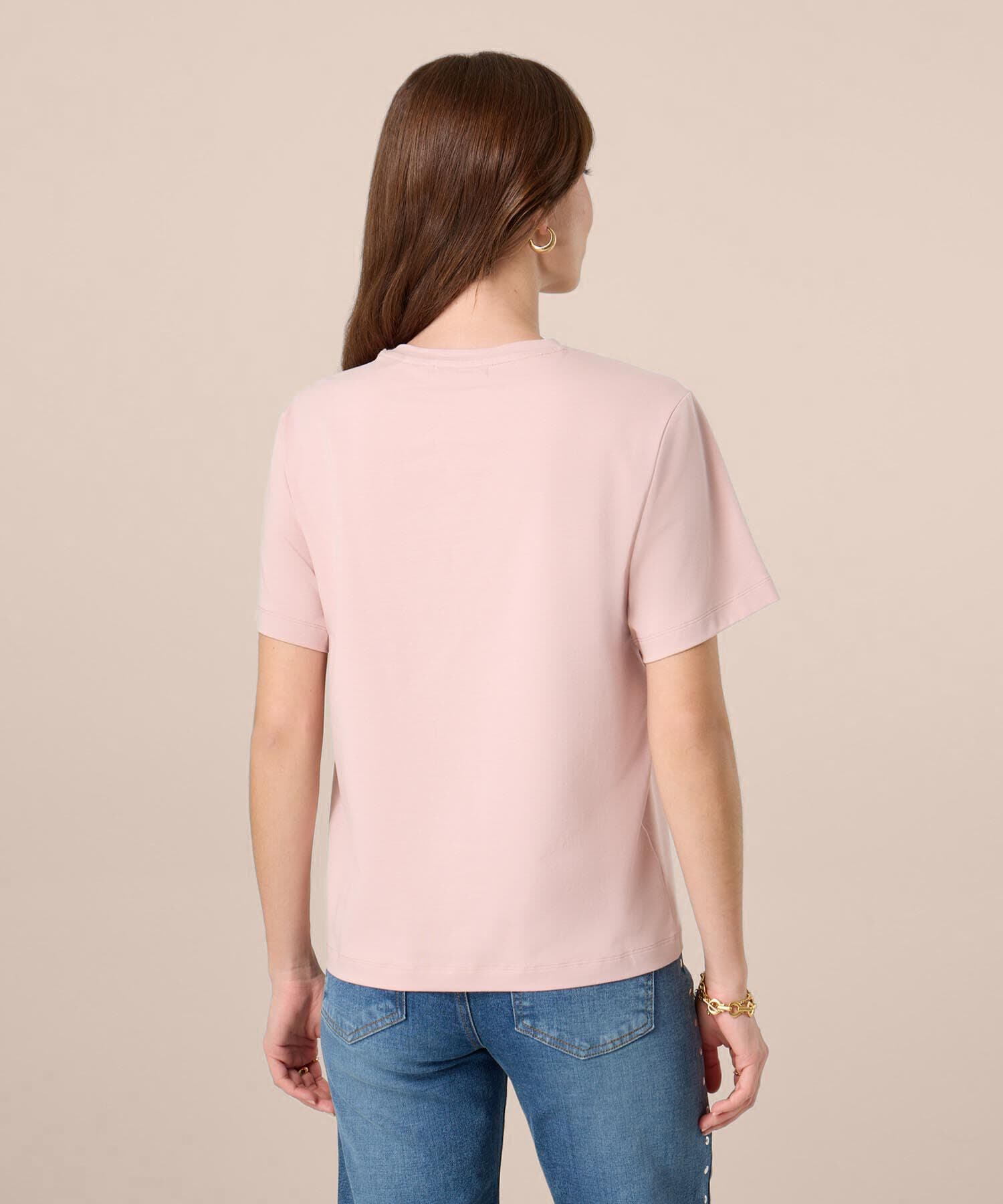 Camiseta Cauce Texturizado rosa empolvado para mujer, vista 4