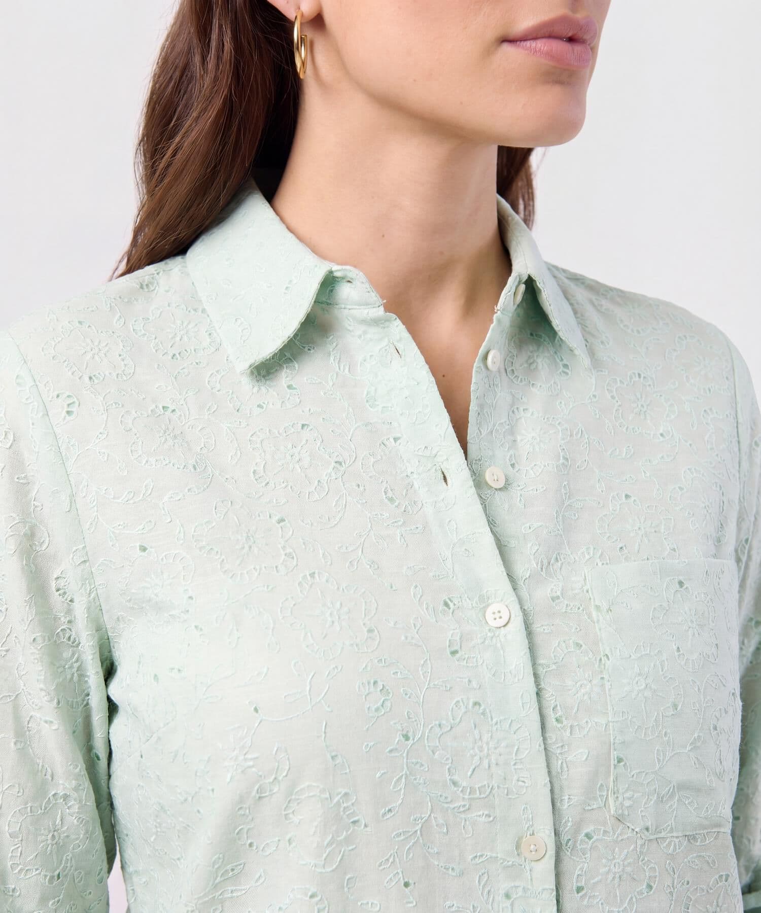 Camisa Solana Texturizado verde oliva para mujer, vista 3