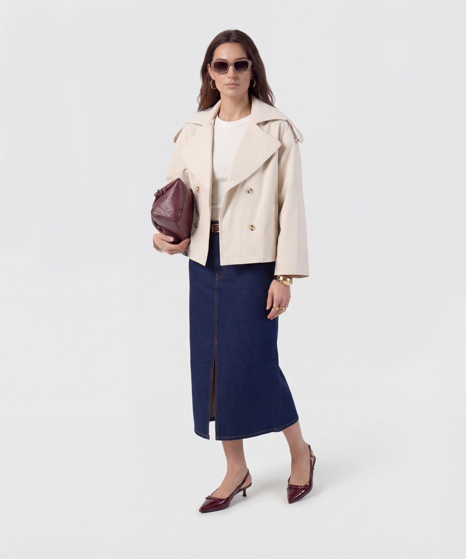 Chaqueta Sabana Texturizado verde oliva para mujer, vista 2