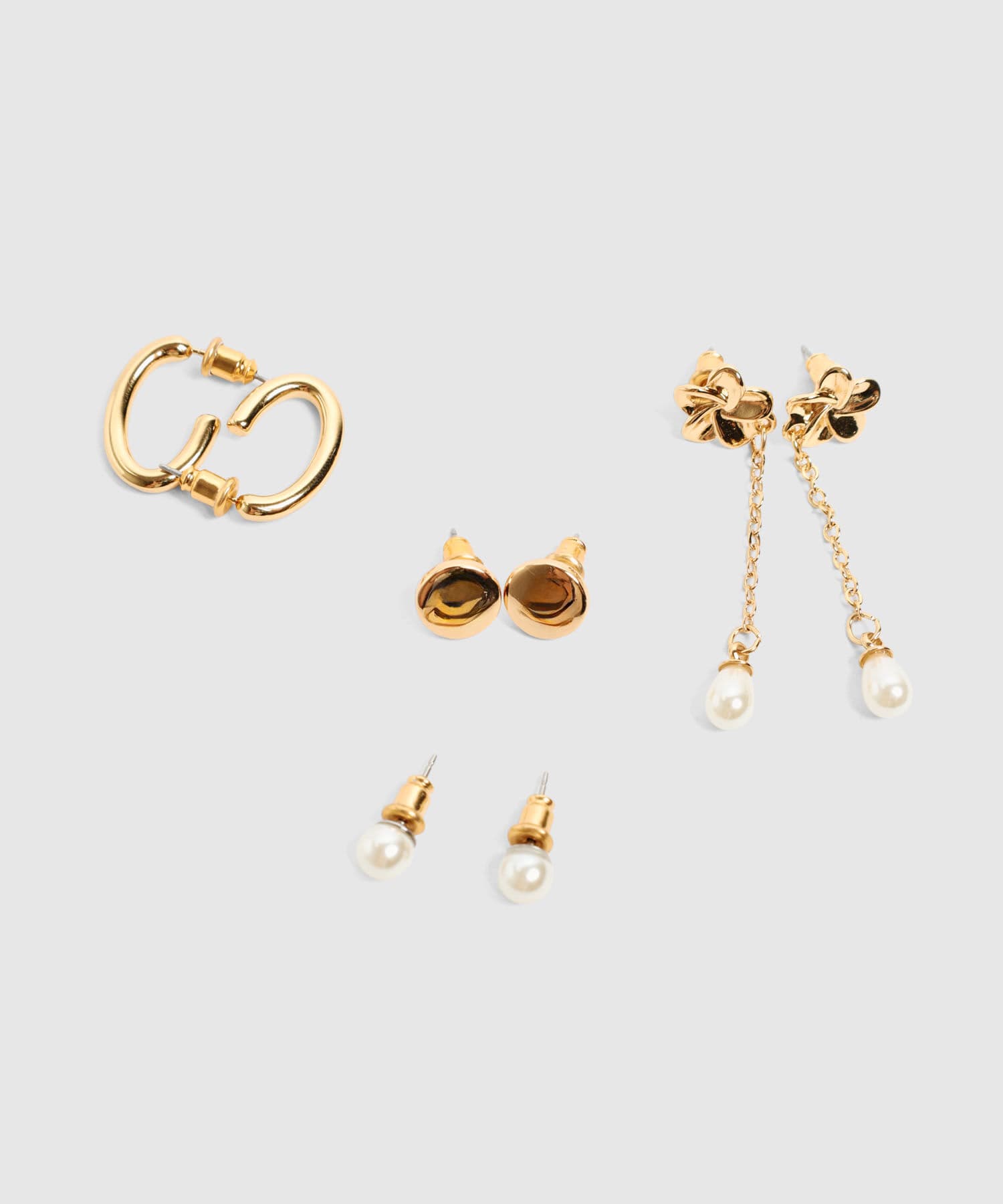 Aretes Candelaria Minimalista dorado para mujer, vista 3