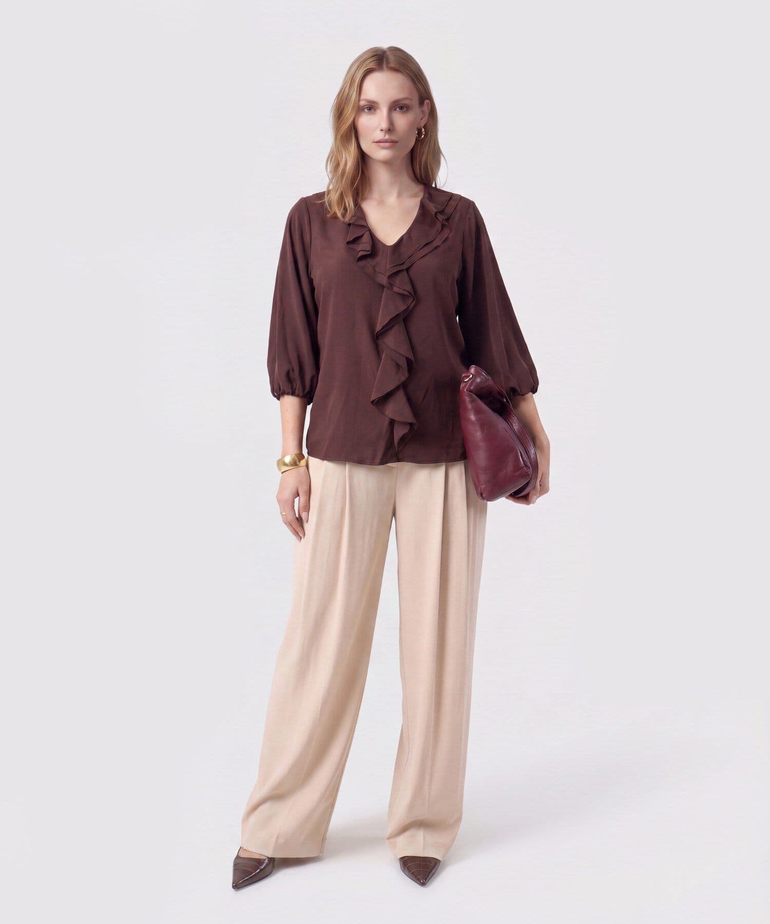 Blusa Marea Suave café para mujer, vista 2