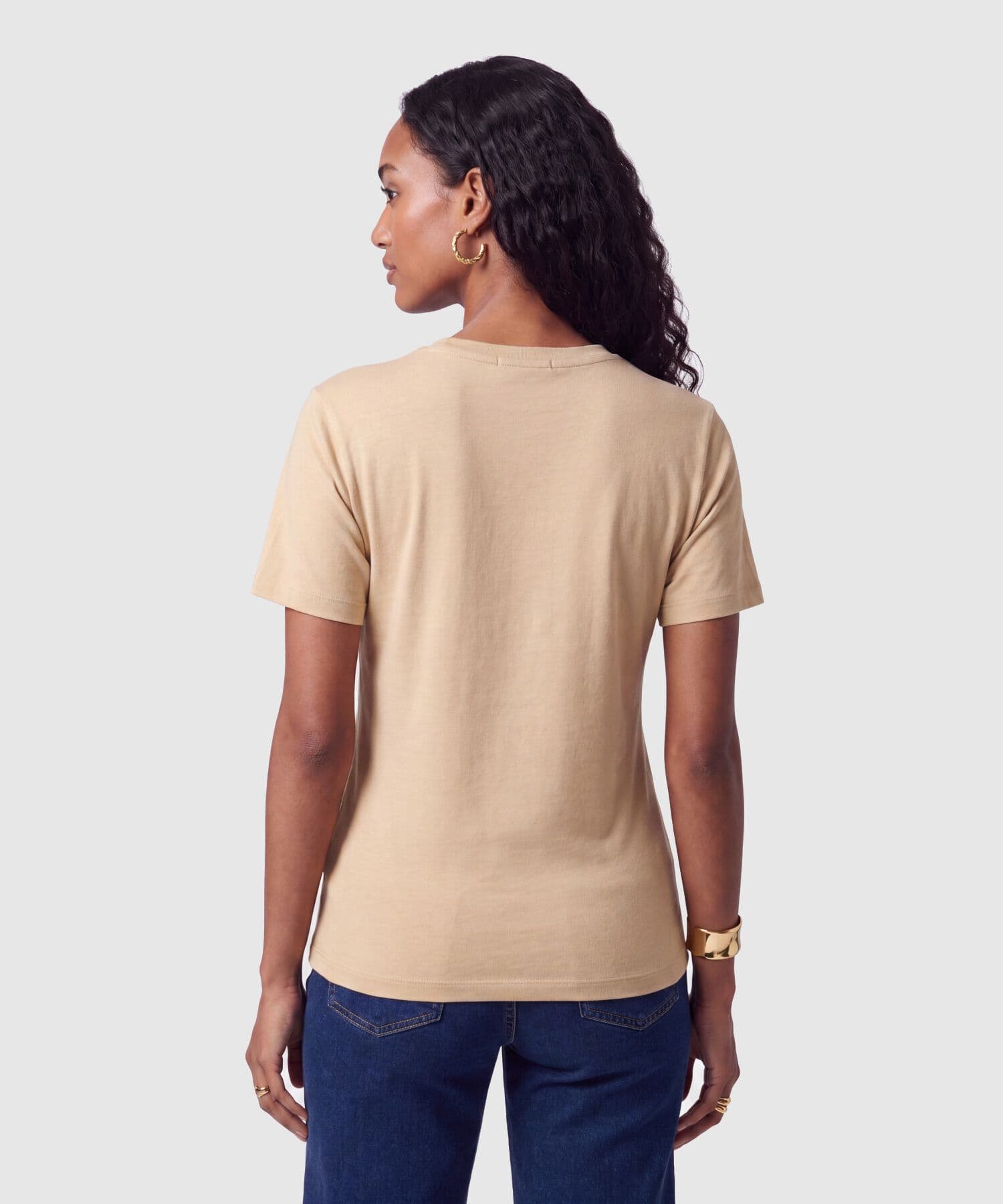 Camiseta Celeste Texturizado café para mujer, vista 4