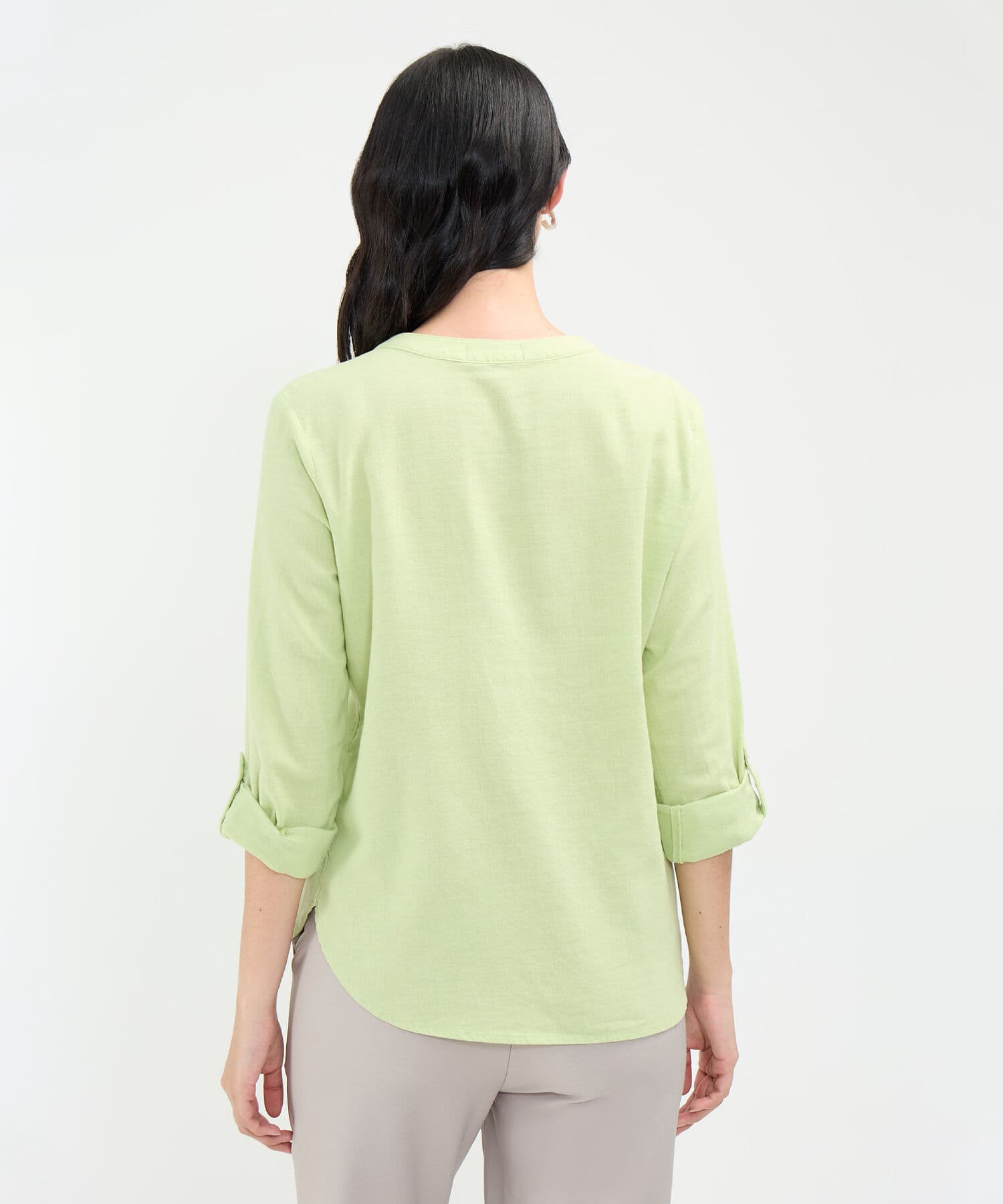 Blusa Tierra Edición Lino verde oliva para mujer, vista 4