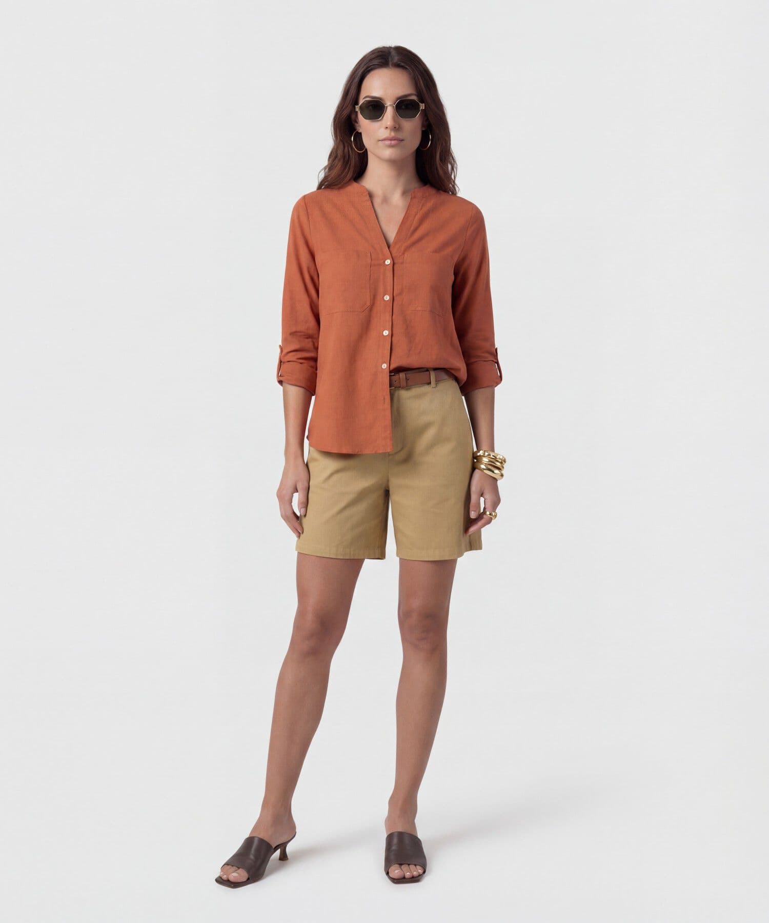 Blusa Siena Minimalista naranja para mujer, vista 2