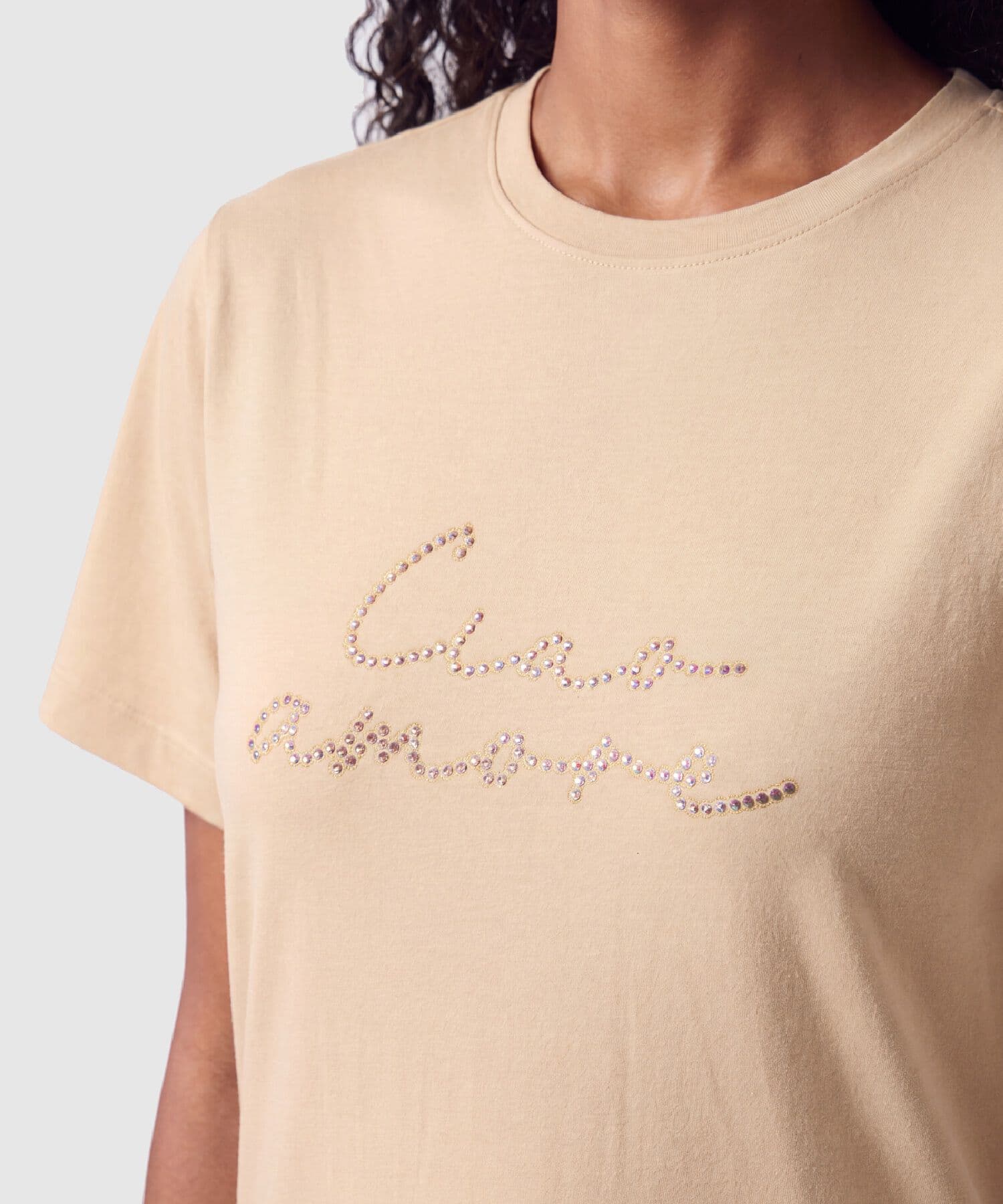 Camiseta Celeste Texturizado café para mujer, vista 3