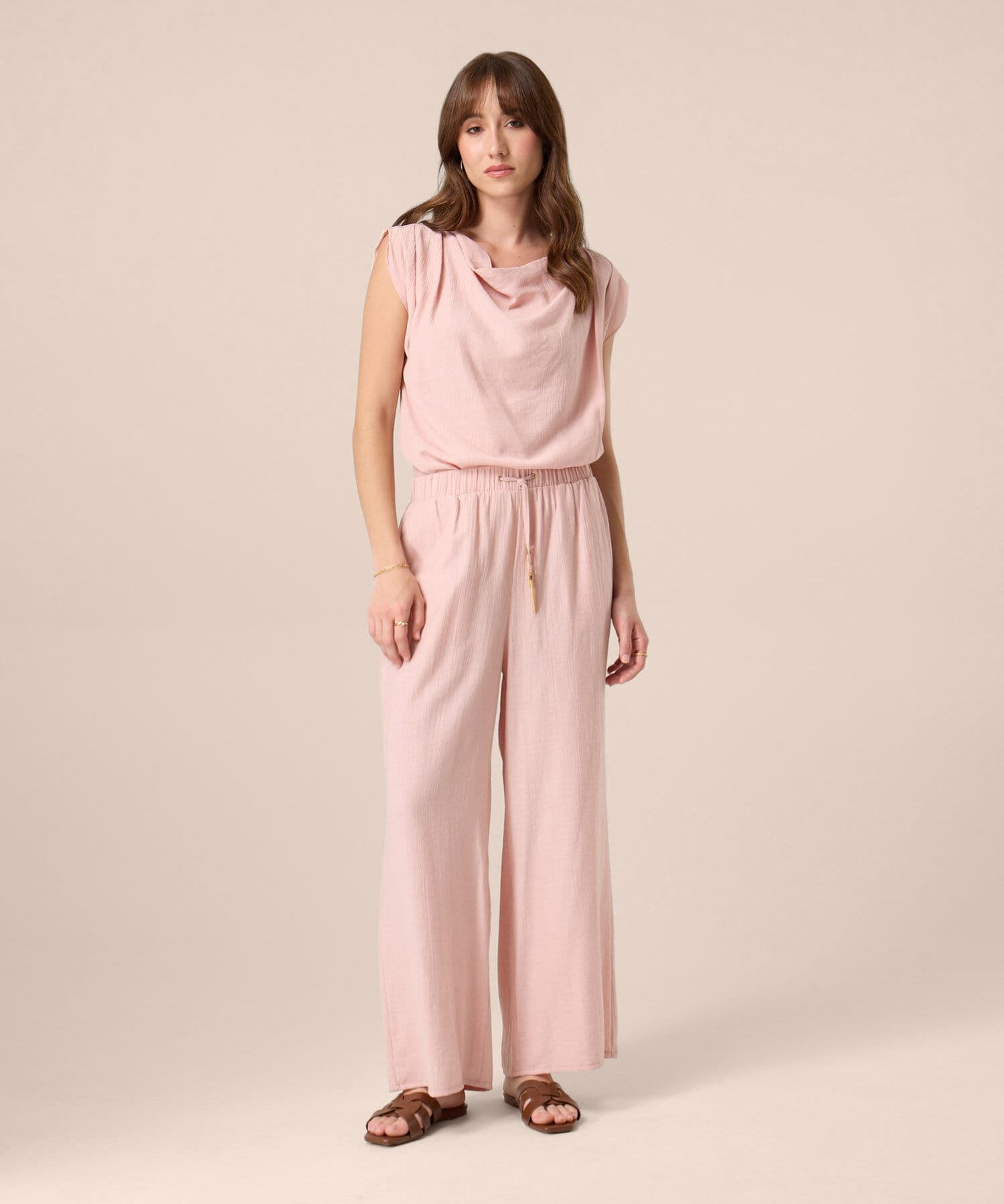 Pantalón Calima Edición Lino rosa empolvado para mujer, vista 2
