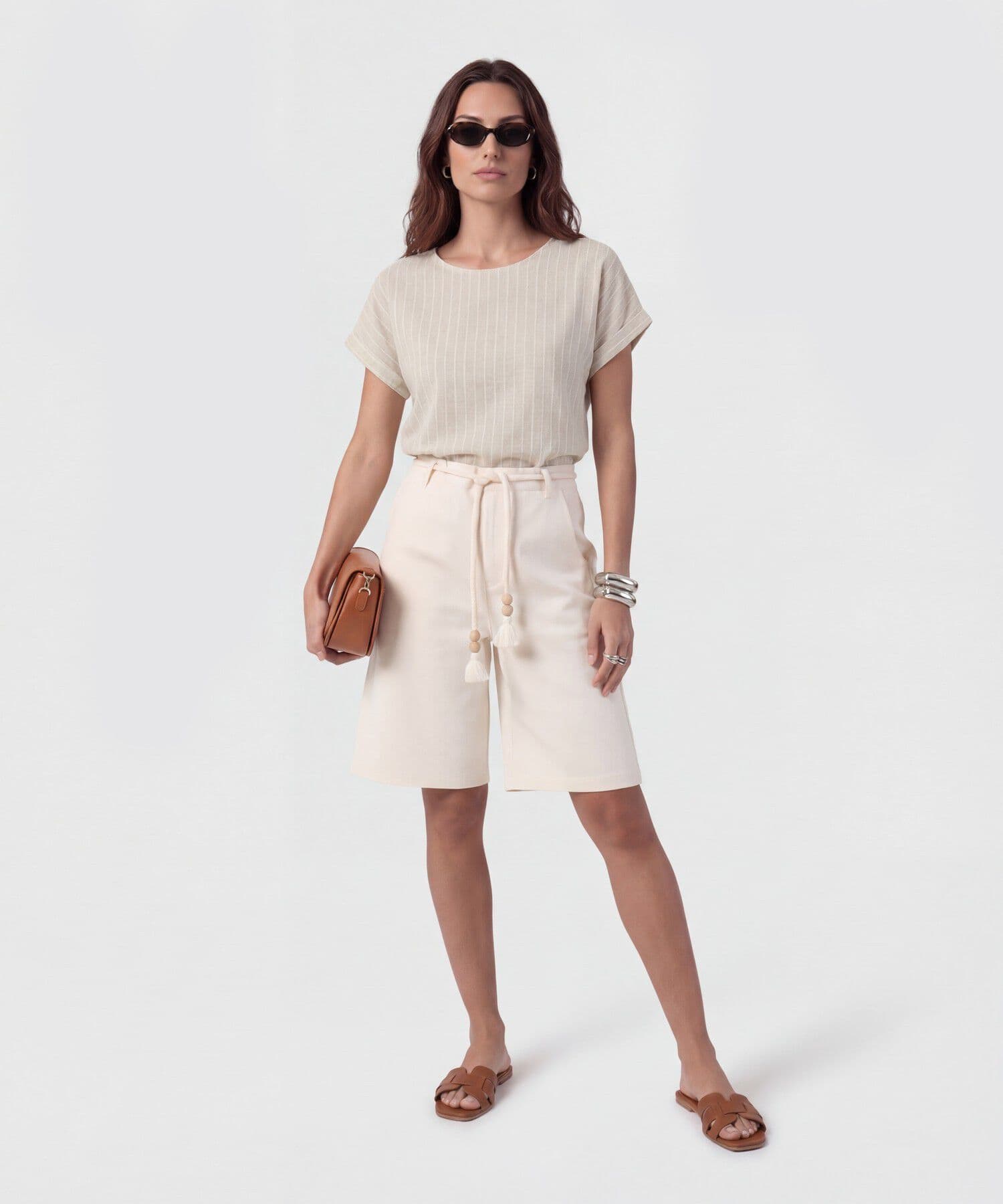 Bermuda Dorada Suave blanco para mujer, vista 2