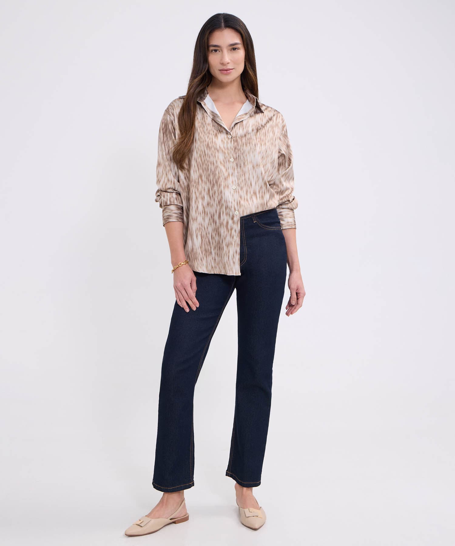 Camisa Renata Relajado café para mujer, vista 2