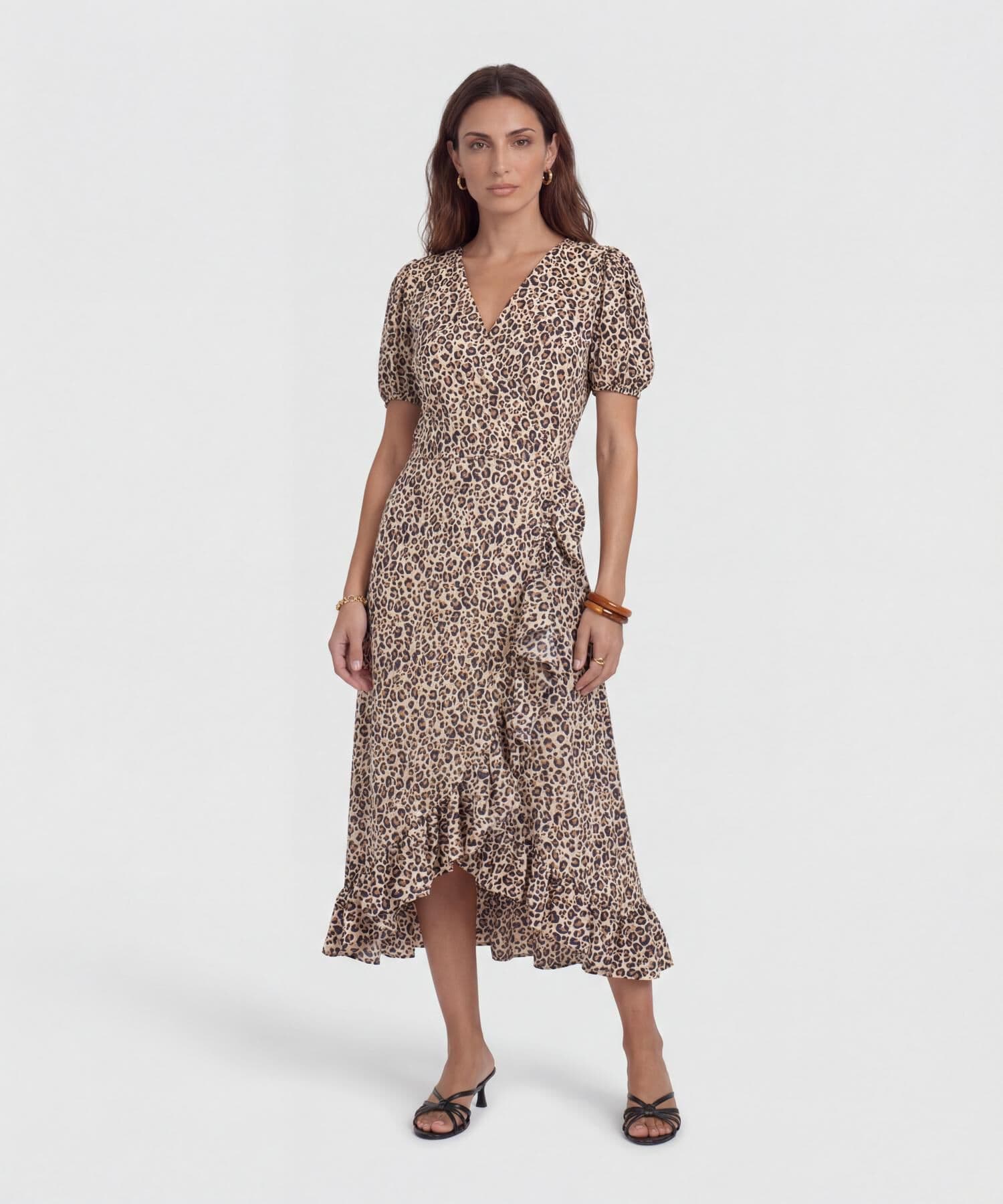Vestido Andina Contemporáneo café para mujer, vista 2
