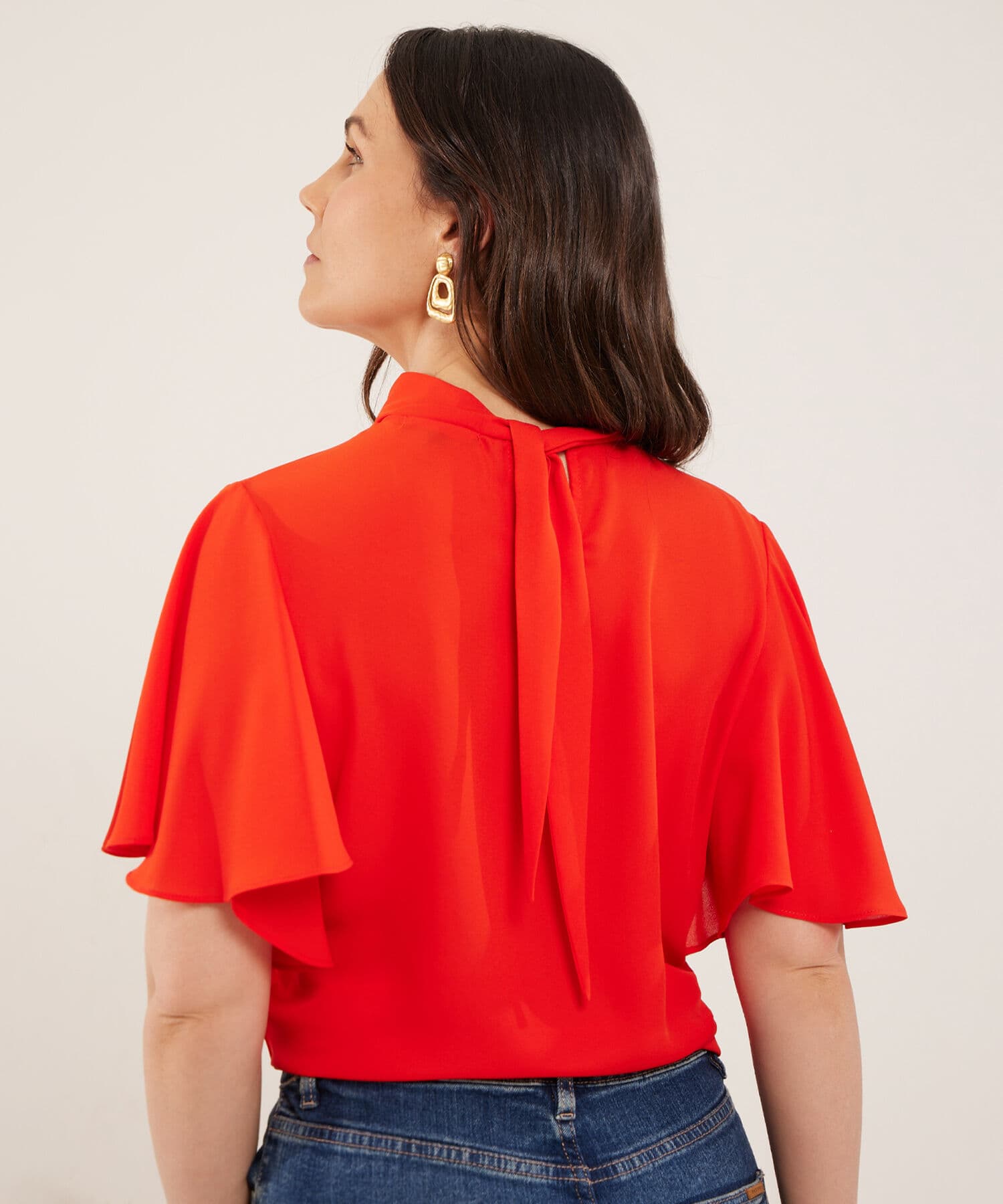 Blusa Dalia de Ciudad naranja para mujer, vista 3