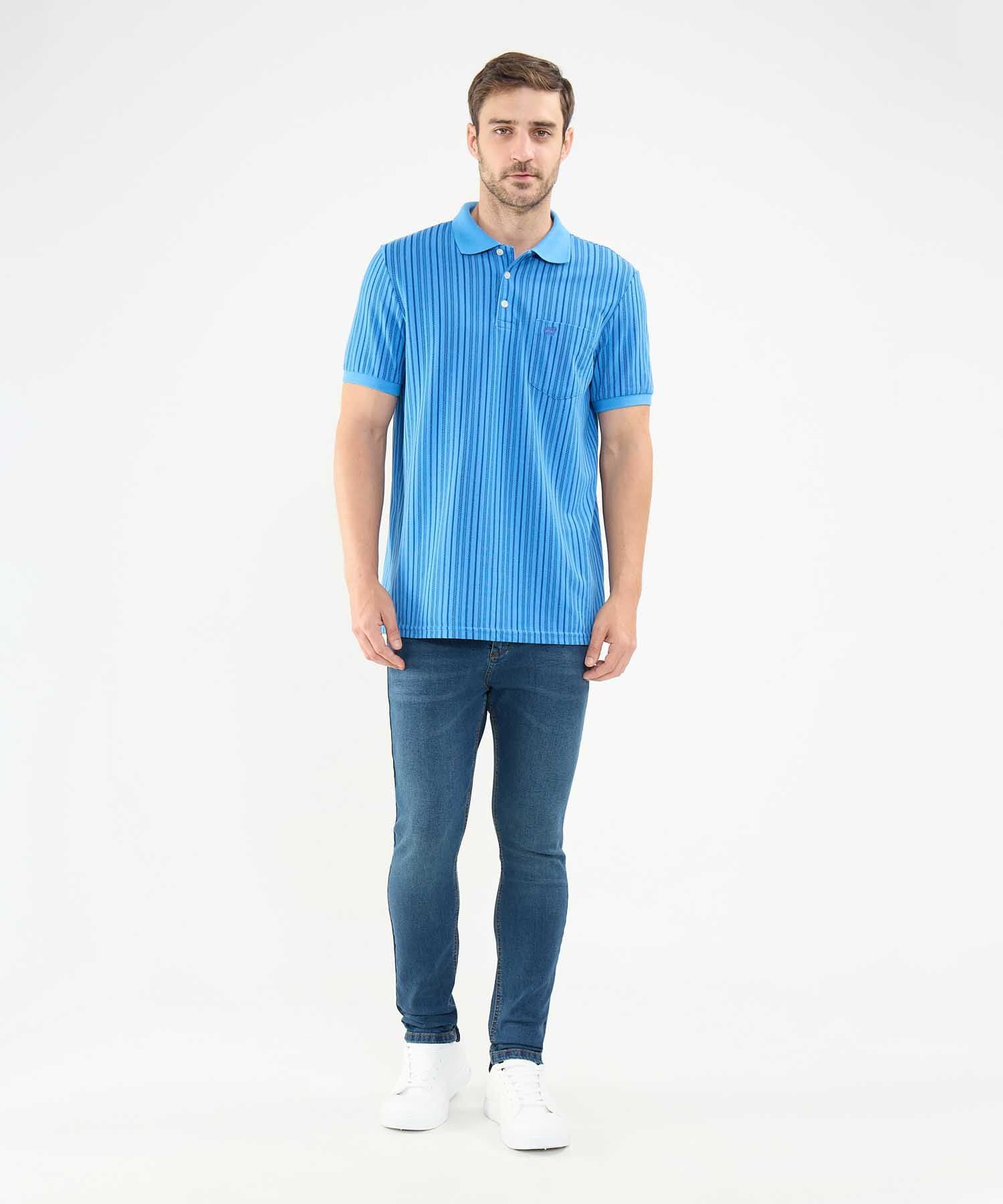 Polo Candelaria Texturizado azul marino para hombre, vista 2
