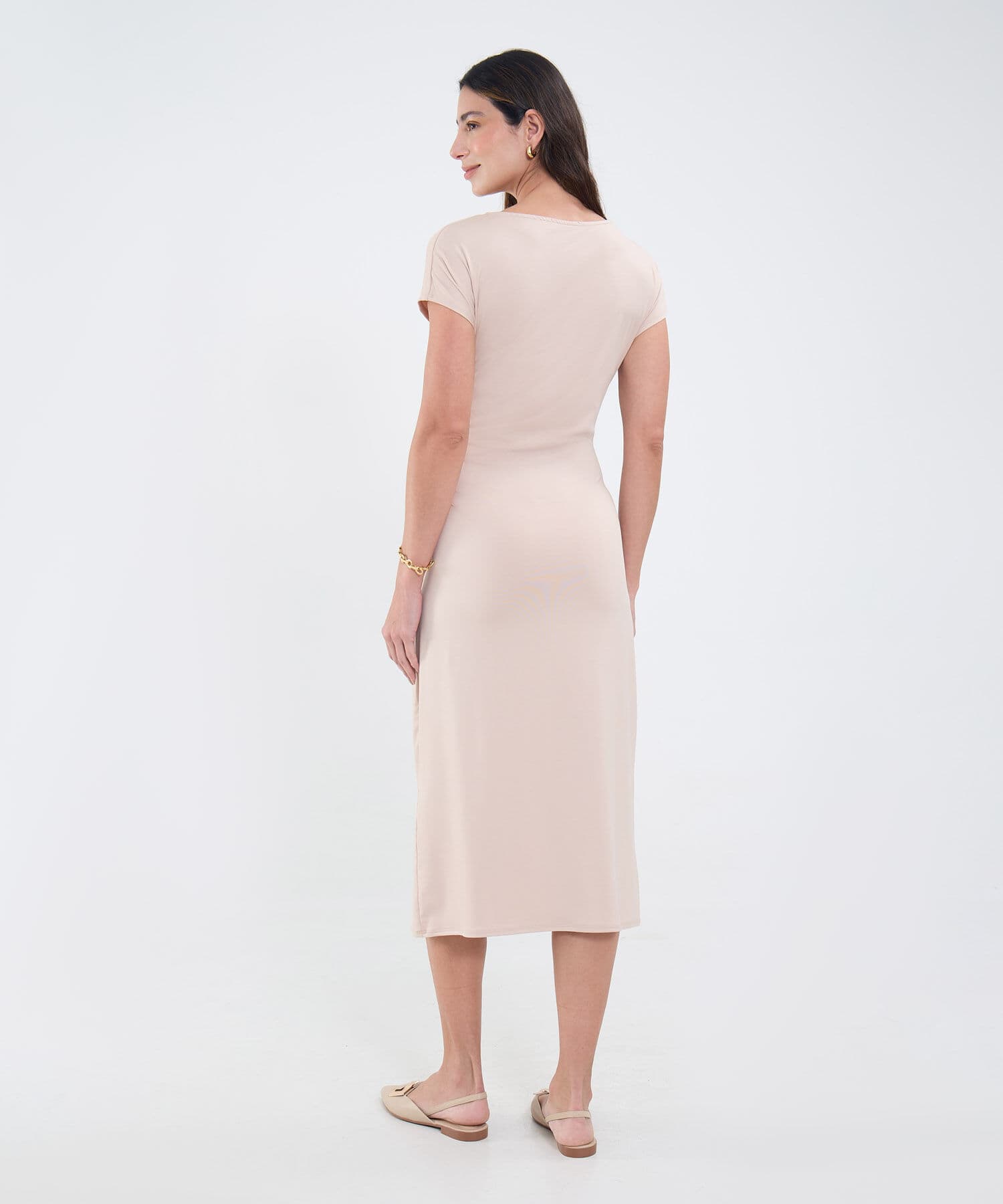Vestido Cauce Minimalista arena para mujer, vista 4