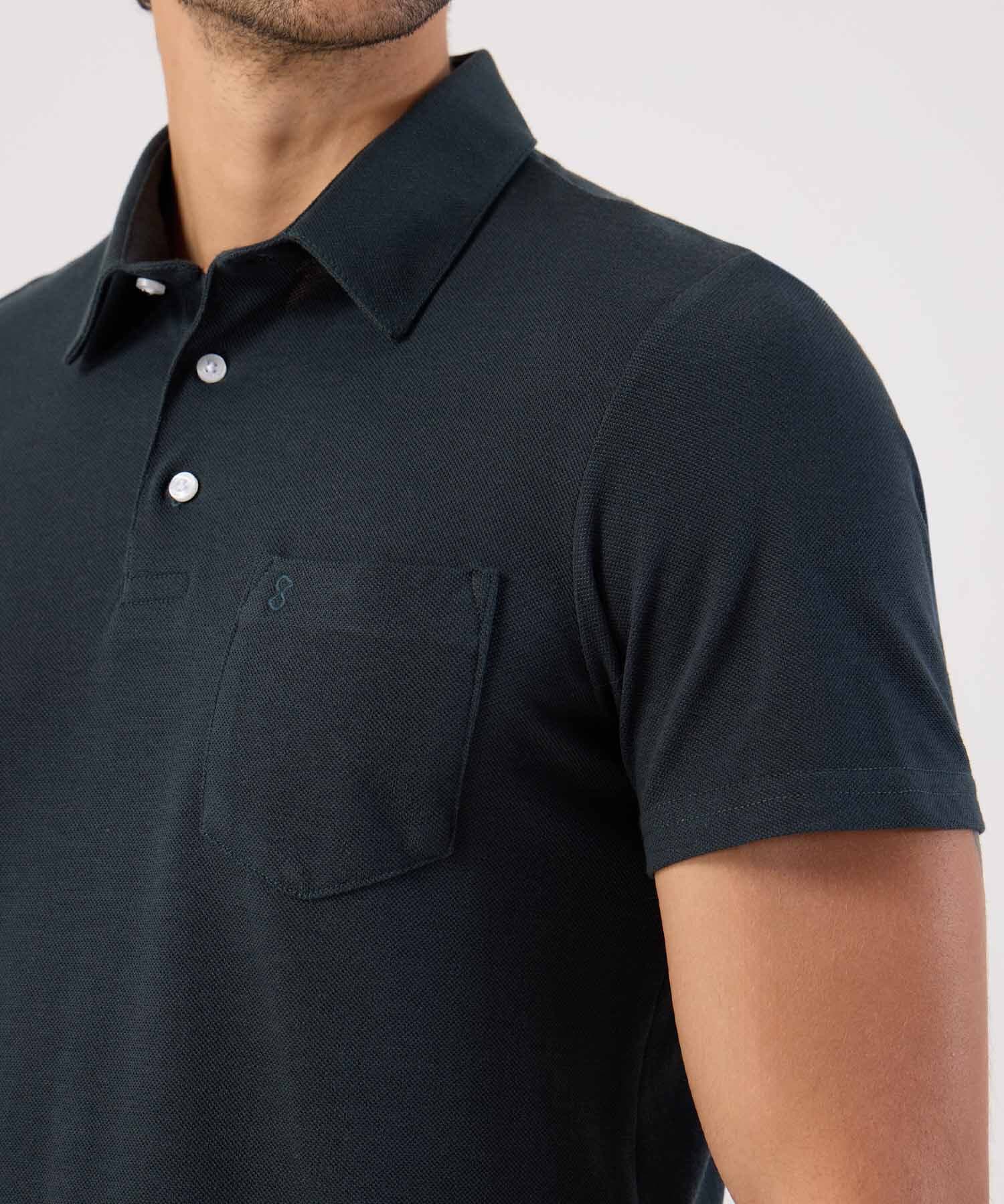 Polo Violeta Clásico verde oliva para hombre, vista 3